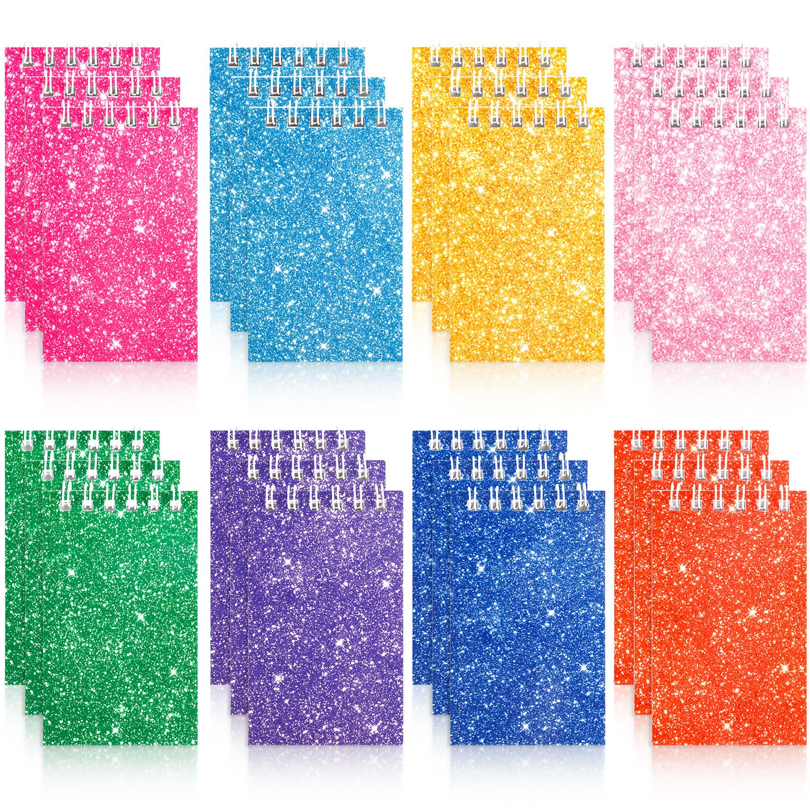 Hooqict 24 Pack Small Pocket Notebook Mini Notepads for Kids Party Favors Little Spiral Notepads with Lined Pages 8 Colors, Memo Pads for Work, Office, School, Classroom, 3.9 x 2.4 Inches