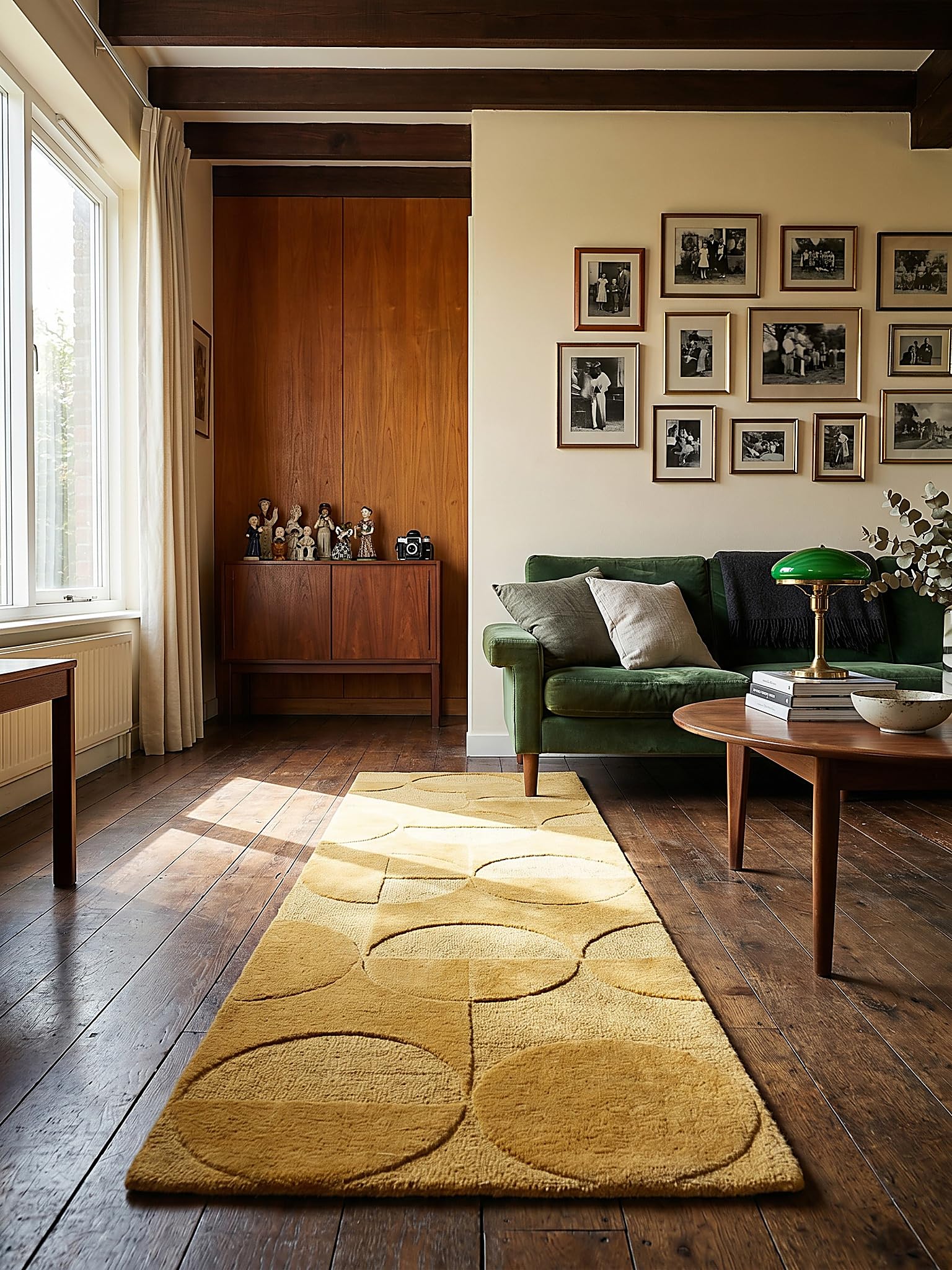 Tapis de Passage Motif Géométrique Dense et Robuste Jaune Moutarde 60 x 230 cm Salle à Manger | DEBEN
