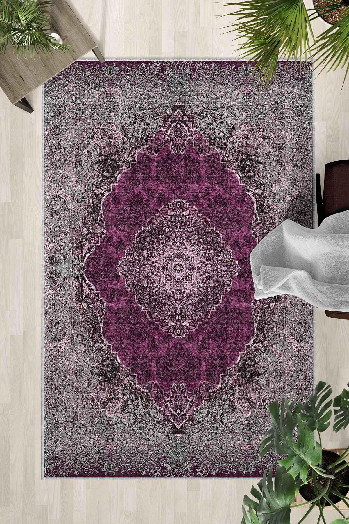 Monnhein Çok Renkli Halı 0099 - Yıkanabilir, Kaymaz Taban, Dijital Baskılı, Leke Tutmaz, İnce Hav, Modern Salon, Oturma Odası, Yatak Odası ve Mutfak için Dekoratif Halı