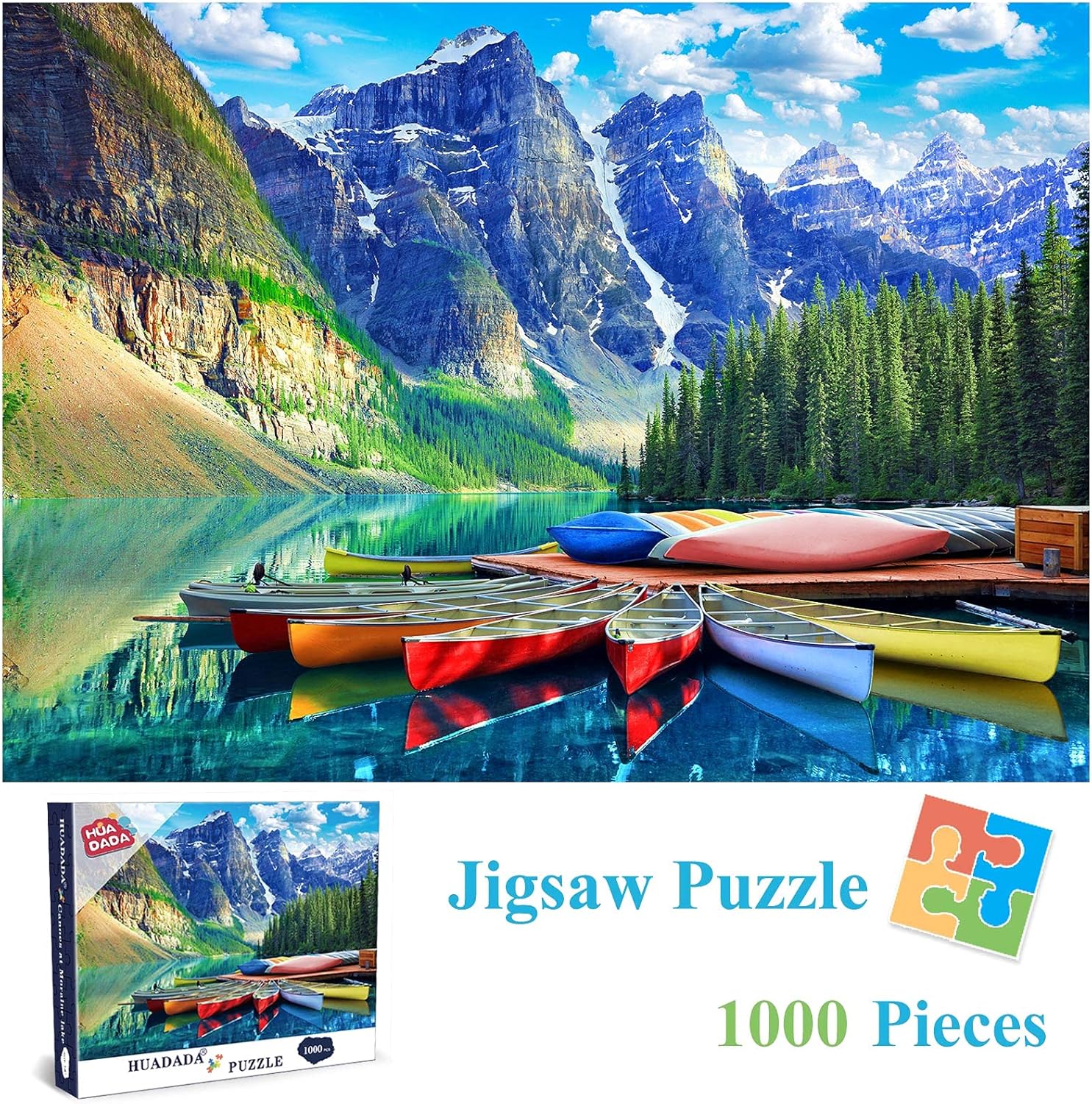 Buy HUADADA Jigsaw Puzzles 1000 Pieces for Adults, Moraine Lake Canoes