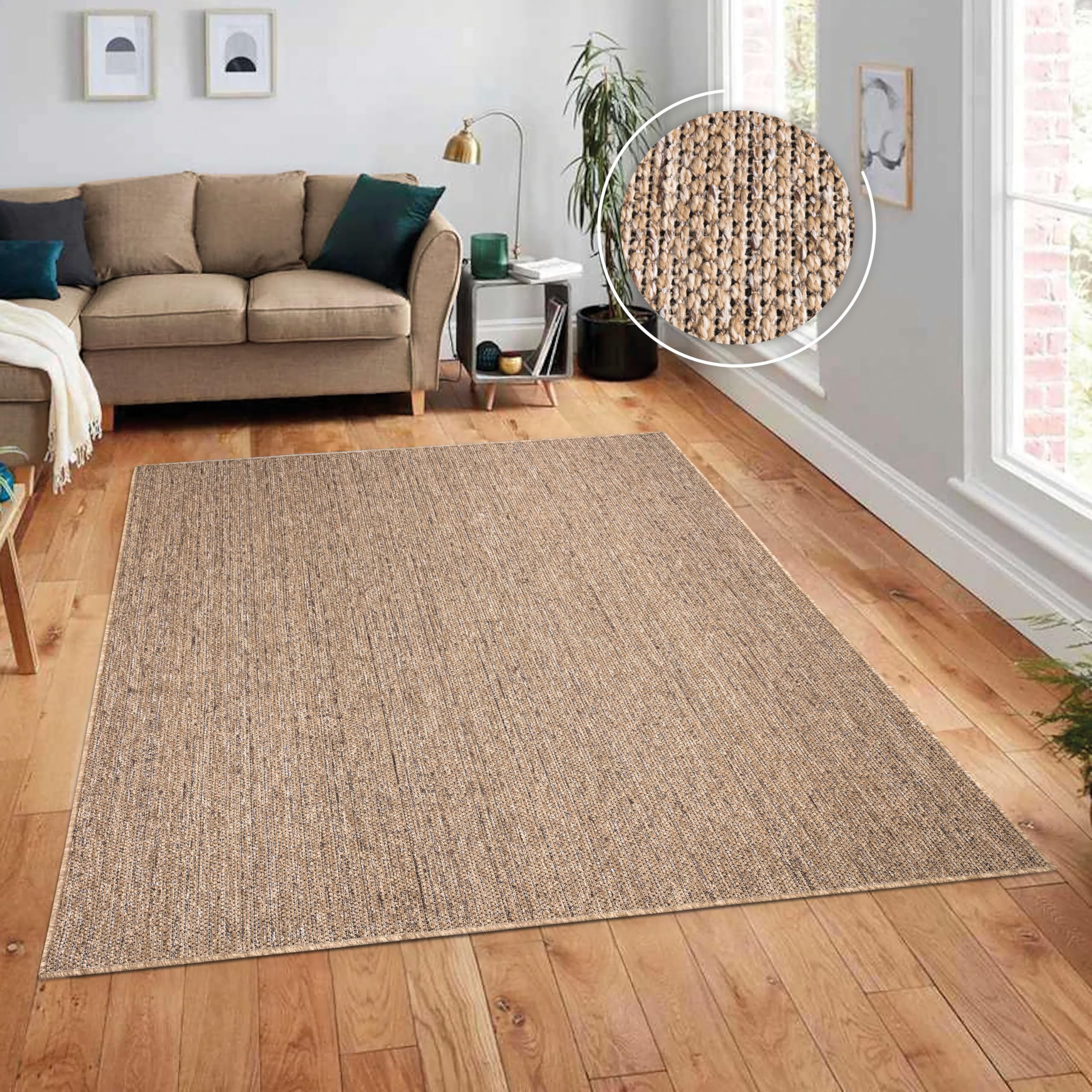 Paco Home Tappeto Cucina Da Esterno Salotto Moderno Balcone Terrazo Lavabile In Lavatrice Motivo Boho Monocolore, Dimensione:160x220 cm, Colore:Beige 2