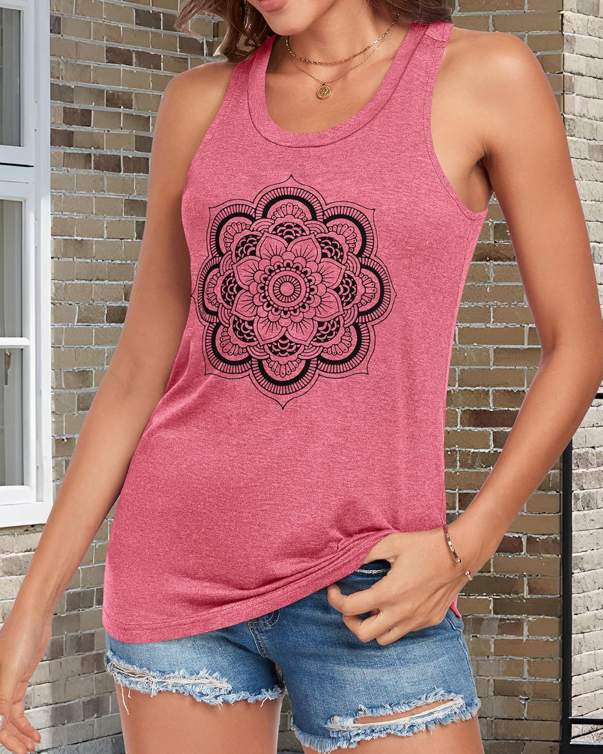Racerback Tank Tops for Women Summer Sleeveless Round Neck Casual Graphic Tunic Shirts - Image 4
