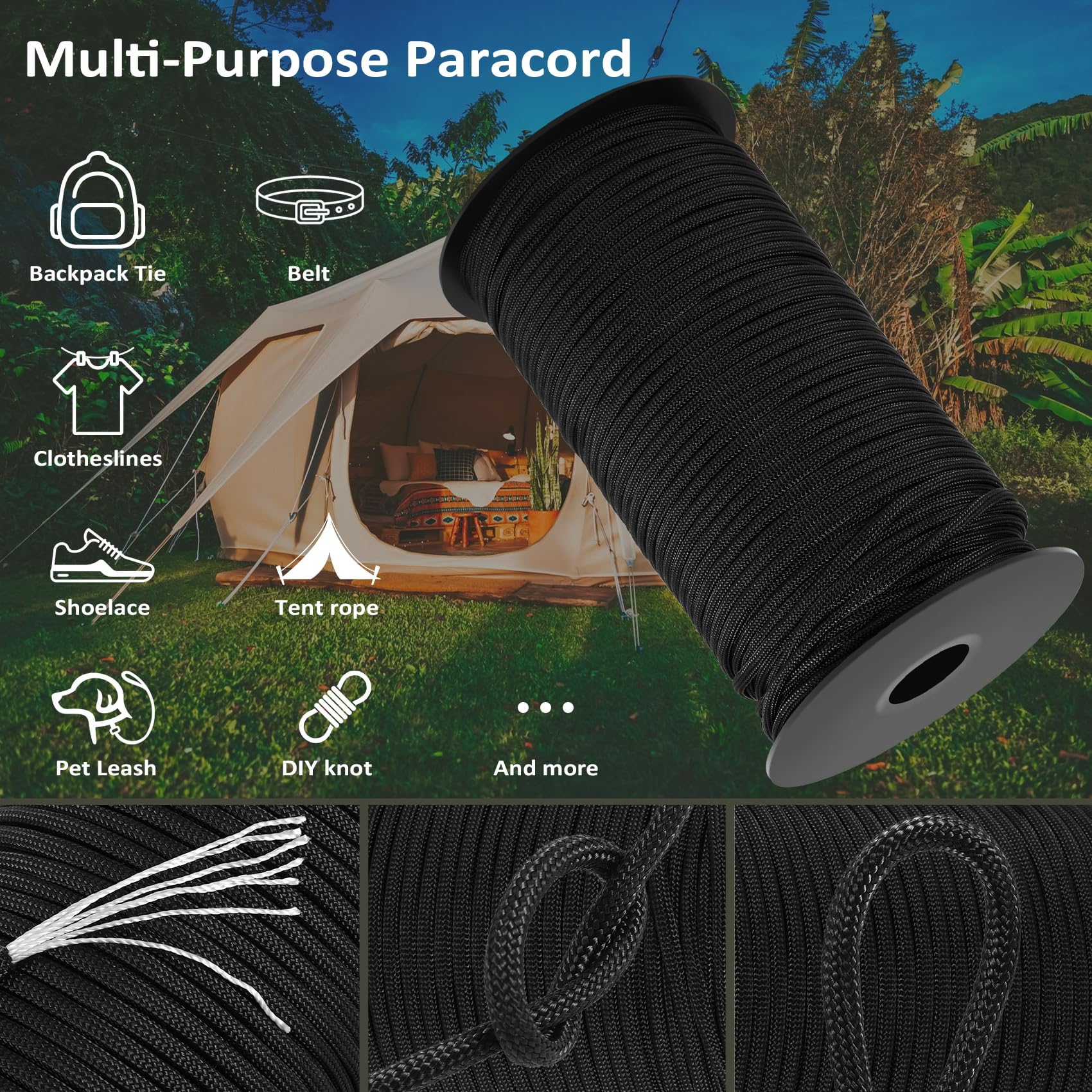 Cuerda de nailon paracord 4 mm 100 m para manualidades bricolaje camping