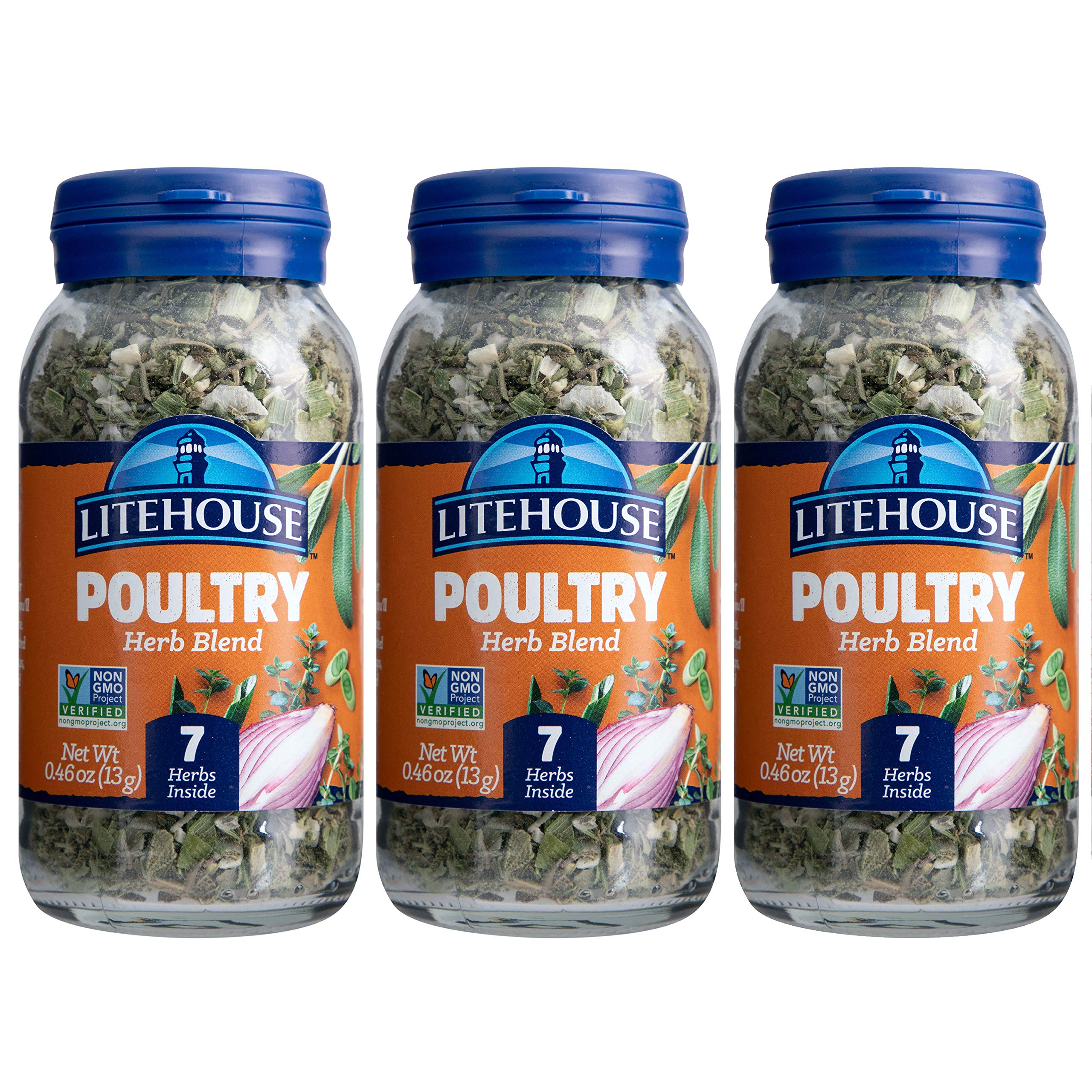 Litehouse Freeze Dried Poultry Herb Blend - Substitute for Fresh Poultry Herb, Jar Contains 7 Herbs, Organic, Poultry Herb Blend Seasoning, Non-GMO,