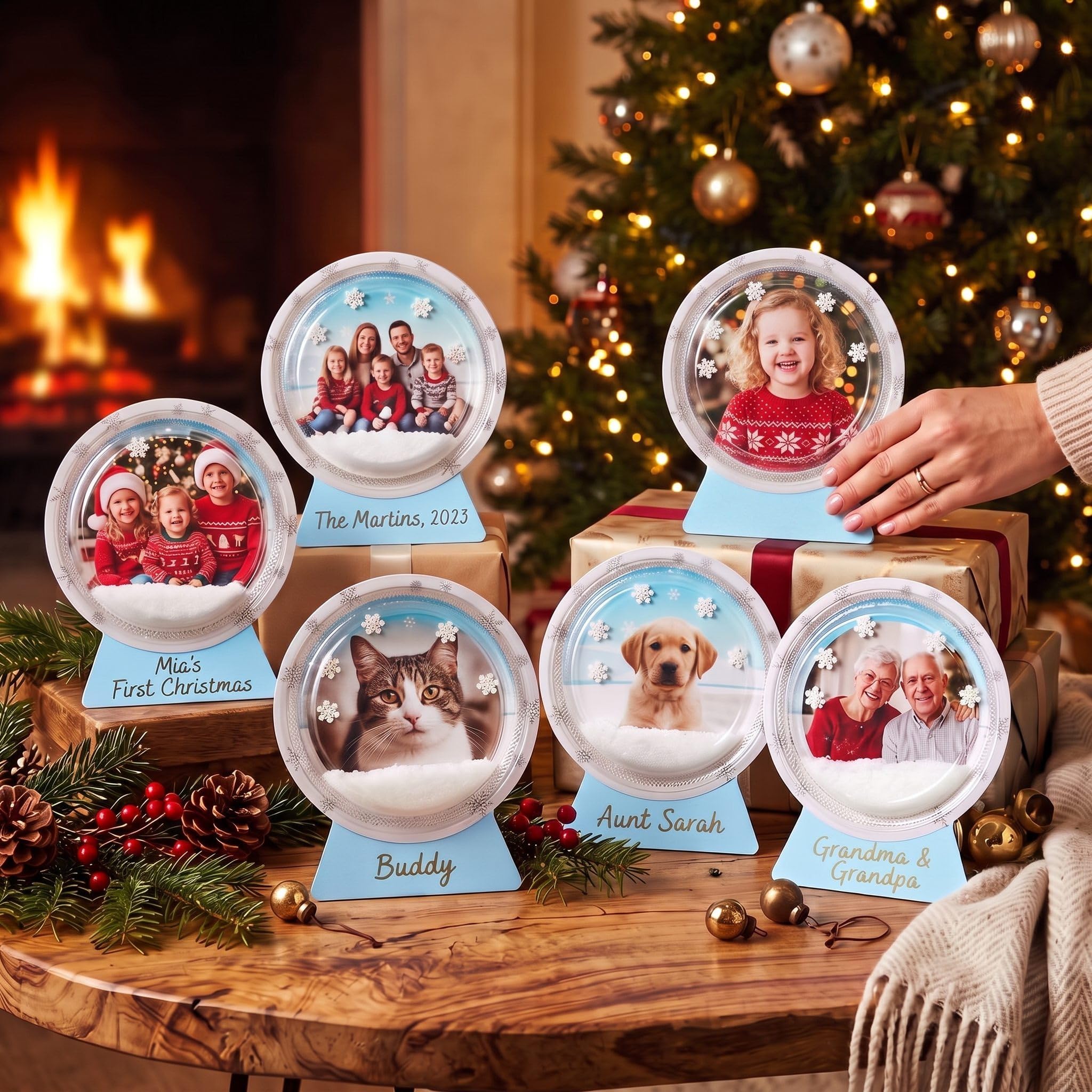 Hollowfly 30 Set Snow Globe Picture Frame DIY Craft Christmas, Snowflake