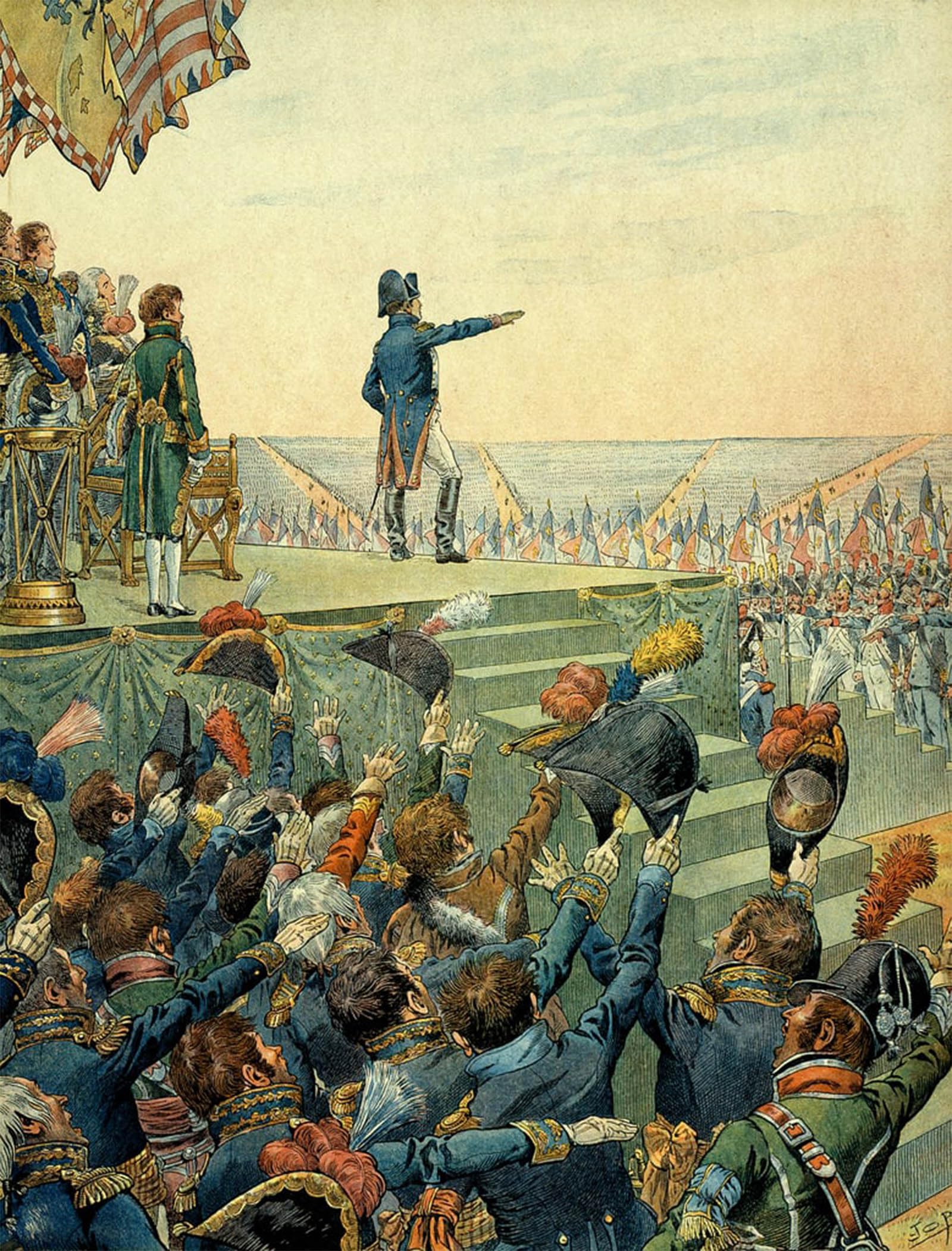 POSTERIIk Vintage Art Print Images Pictures Print Napoleon I Bonaparte Distributing the Crosses of the Legion D'honneur to the of the Boulogne Modern Colour Posters for Office Home Decor 60x90cm