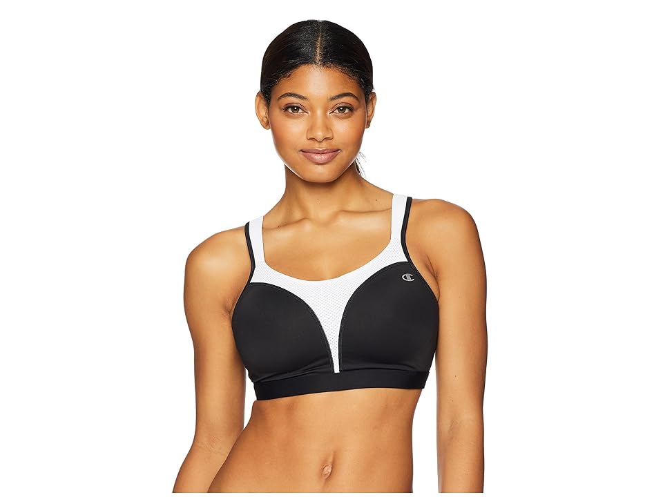 

Champion Spot Comfort(r) Full-Support Sports Bra (Black/White) Women's Bra