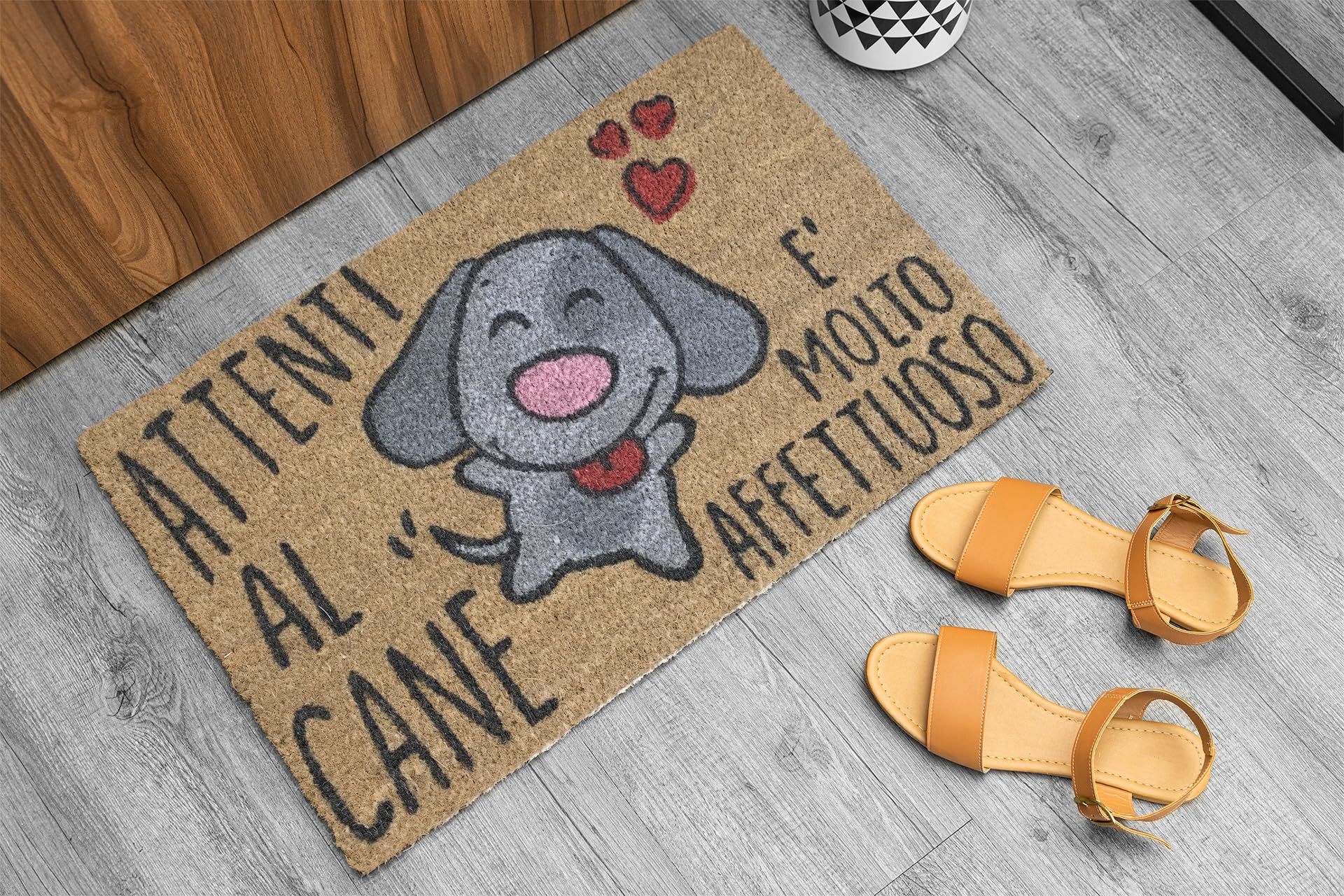 KOKO DOORMATS Zerbino ingresso casa in Fibra di Cocco “Attenti al Cane” | Tappeto Ingresso Esterno con Base Antiscivolo in PVC | Design Simpatico e Resistente da 40x60 cm per Porta d’Ingresso
