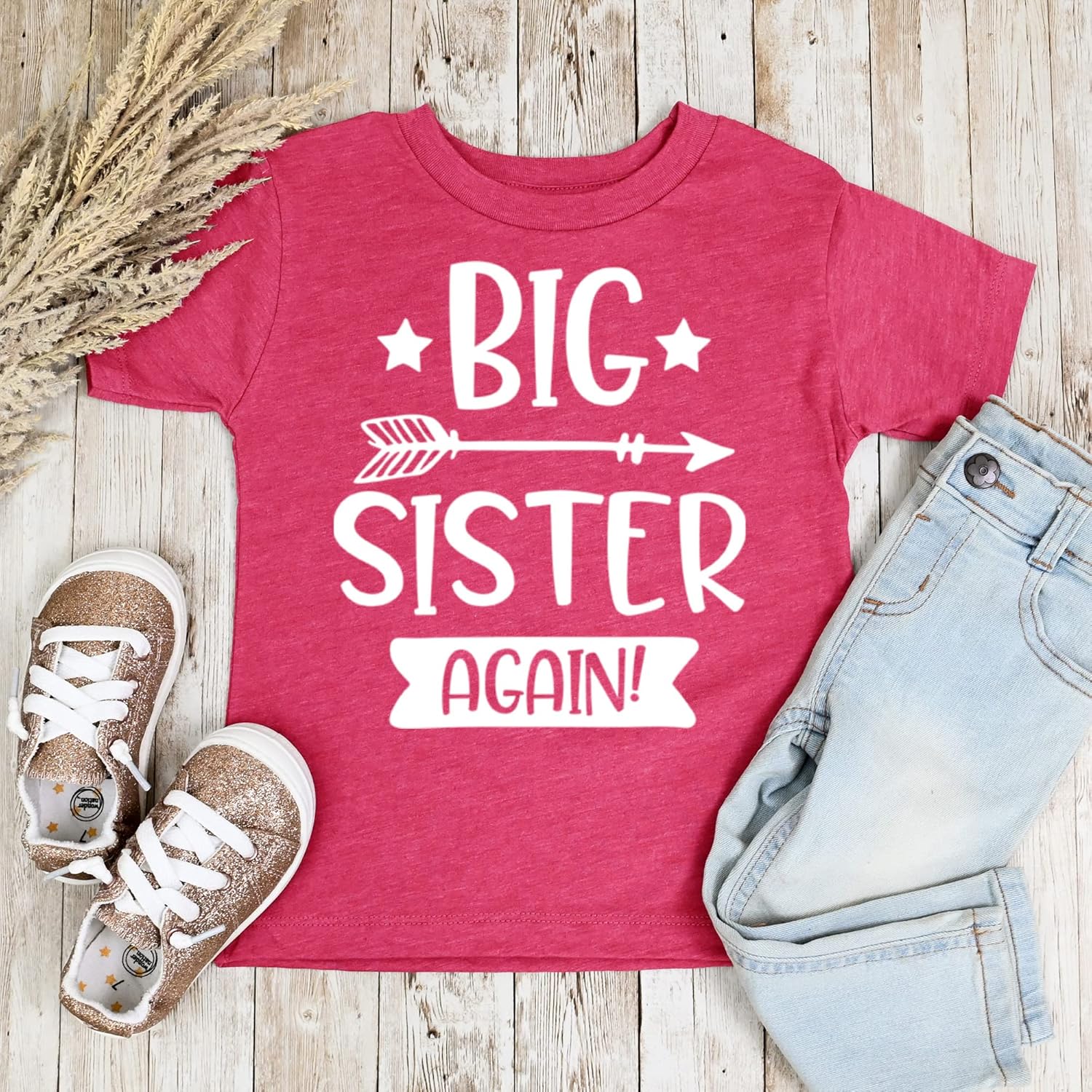 Arrow Big Sister Again Sibling Announcement Shirts for Baby and Toddler Girls Sibling Outfits - Image 7