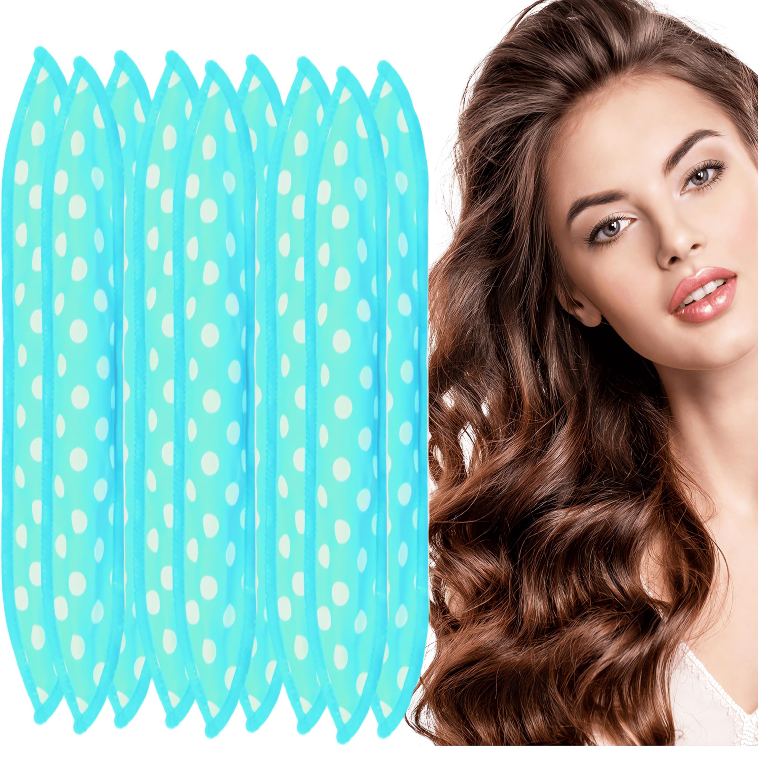 Satin Sponge-Rollers for Hair - AHSNYLC 9PCS Sponge Curlers,Soft Curlers to Sleep in,Sponge Hair Rollers,Hair Curlers No Heat,Soft Sleep Hair Rollers,Hair Rollers Stain Heatless Sleep (Blue)