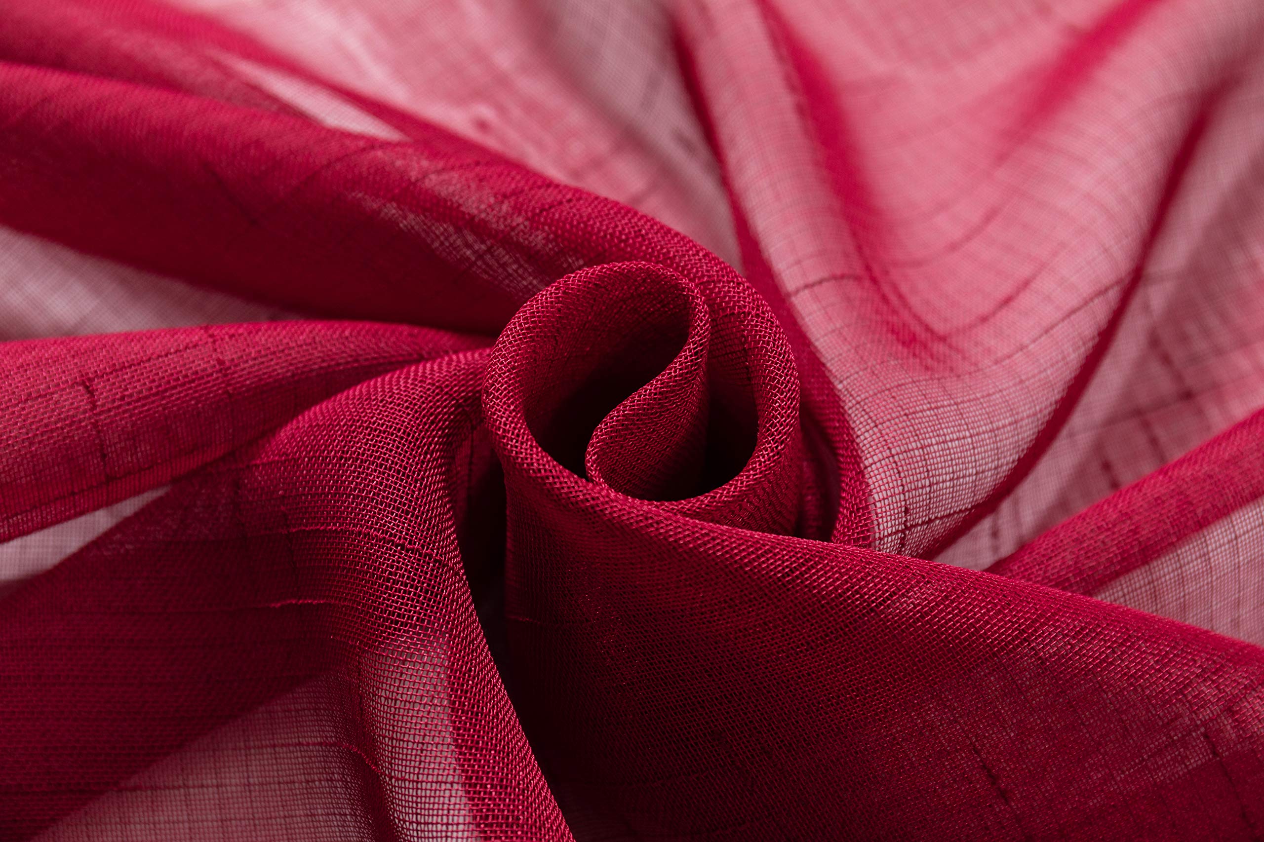 GIRASOLE 1 Paar Gardinen Vorhänge aus transparentem Voile in Leinenoptik, für Wohnzimmer, Schlafzimmer, Balkon und Fenster im Innenbereich, 2 Vorhänge mit Ösen (rot, 140 x 290 cm)