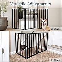 Vista 7 de Puerta para mascotas - Valla plegable de 3 paneles para perros de interior para escaleras, pasillos o puertas - Vallas para perros de madera Negro