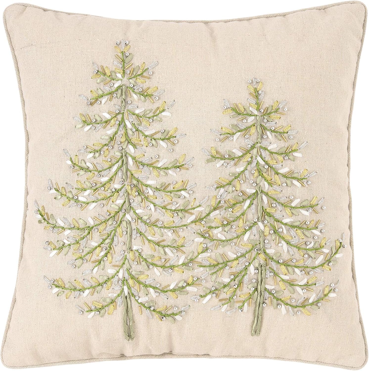 C&F Home Winter Garden Christmas Tree Decorative Accent Throw Pillow 16" x 16" Xmas Festive Winter Holidays Home Living Room Sofa Couch Chair Bed Bedroom Decor Decoration 16" x 16" Green