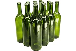 North Mountain Supply-W5CG 750ml Glass Bordeaux Wine Bottle Flat-Bottomed Cork Finish with...