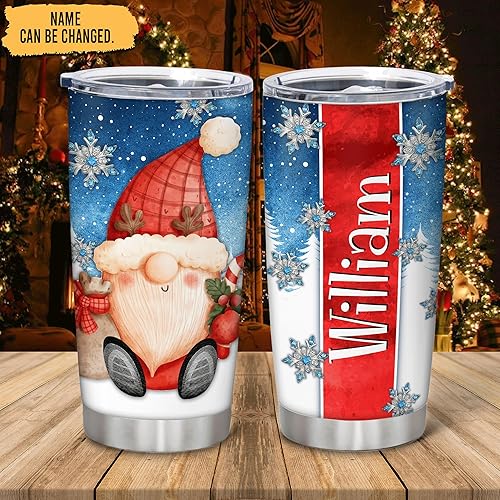 Miniatura 2 de Hyturtle Vaso de Navidad personalizado de gnomo con tapa, 20 onzas, 30 onzas, acero inoxidable, doble pared, aislado al vacío, taza de café, taza de