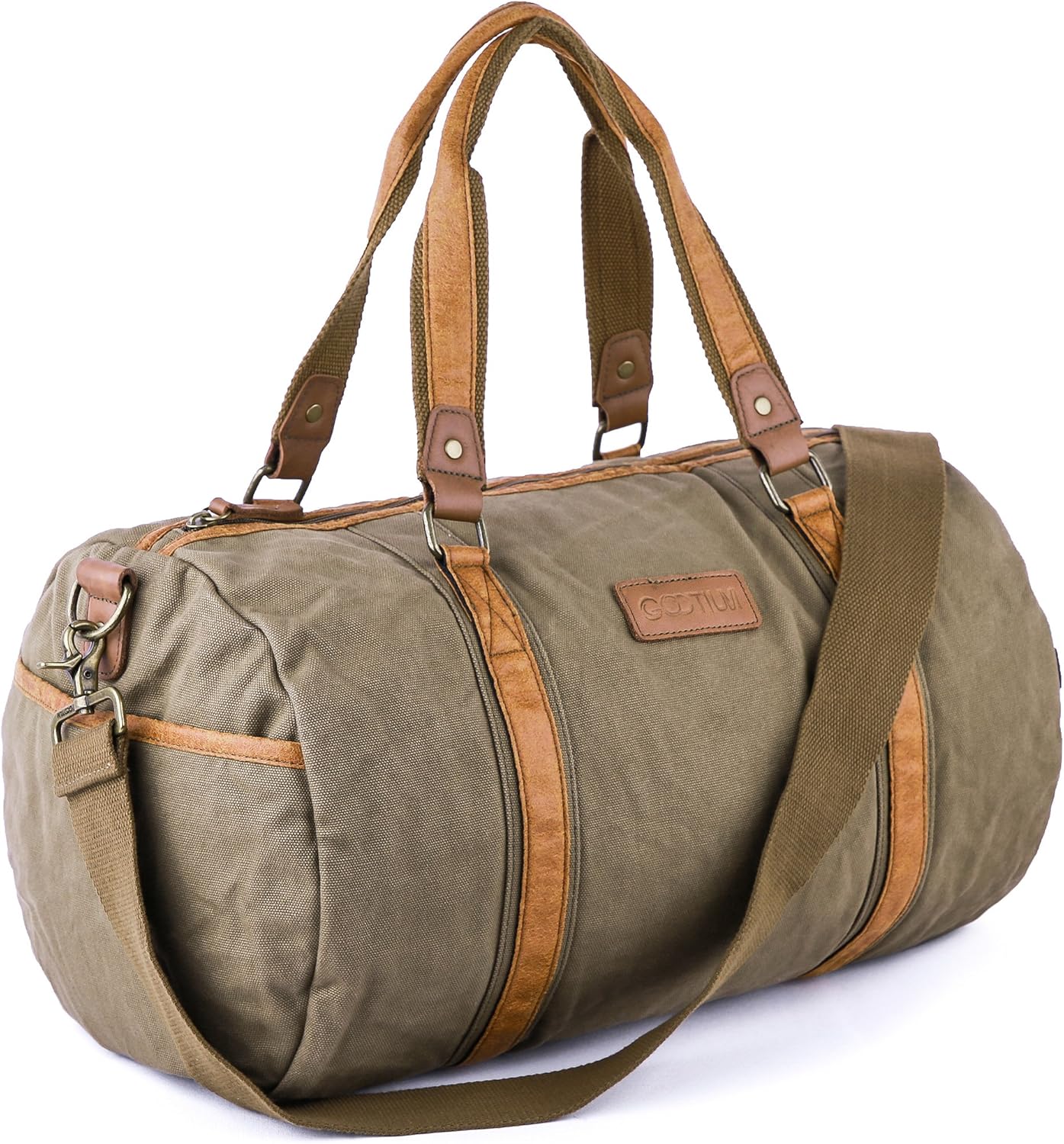 Gootium Duffle Bag - Canvas Travel Duffel Weekender Shoulder Bags Gym Tote, 28L, Army Green - Image 2