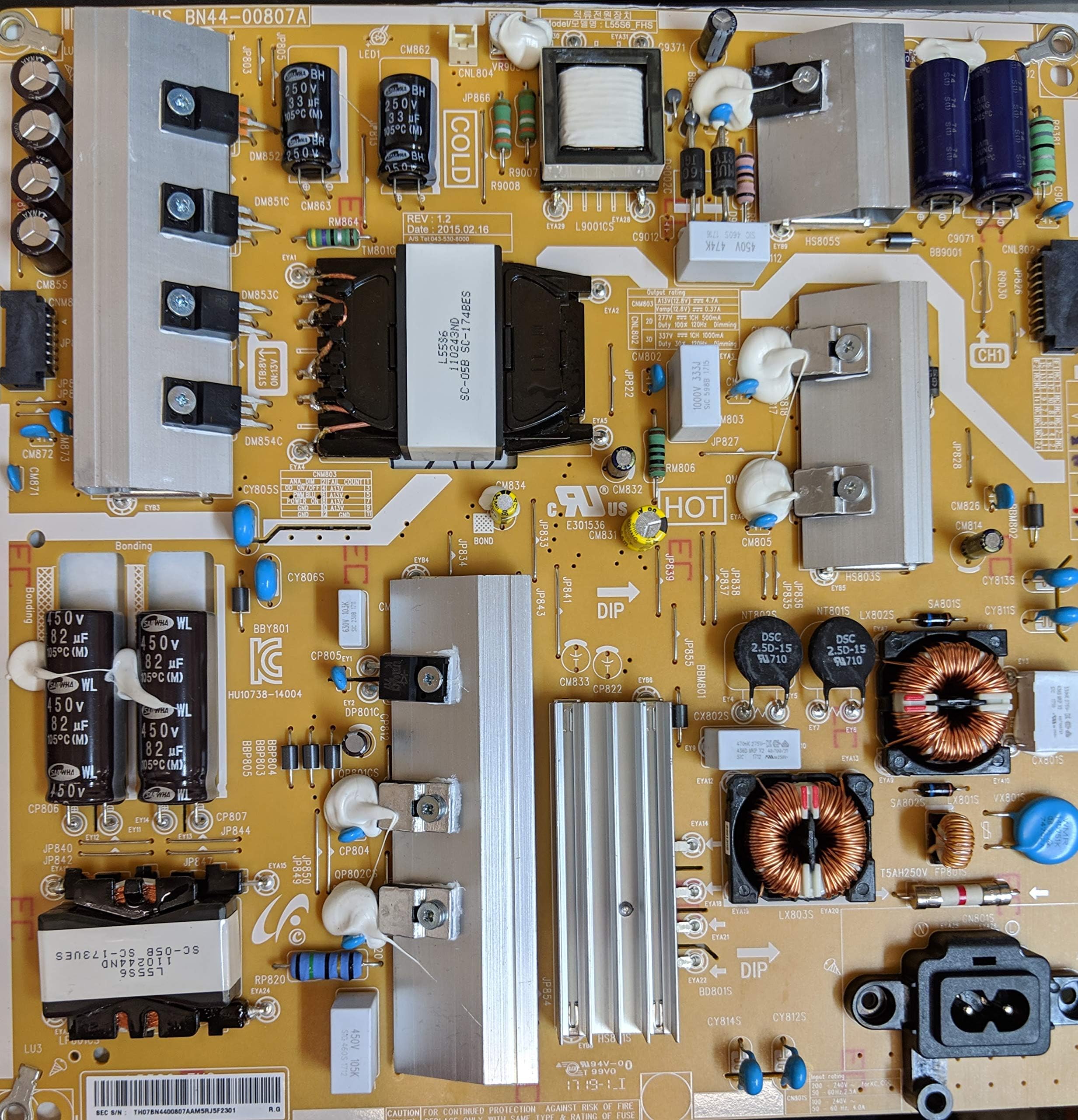 BN44-00807A Power Supply Compatible for Samsung UN55KU 6500FXZA, UN55KU6300FXZA Version BJ04, UN55MU6500FXZA vesion FA01, UN55MU6290FXZA, UN55MU650DF,UN50MU6070F.