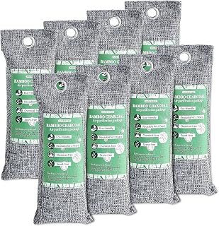 MAXWAVE 8 Pack Activated Charcoal Odor Absorber Bags, Bamboo Charcoal Air Purifying Bags, Natural Air Freshener, Shoe Deodorizer, Moisture Absorber, Odor Eliminators for Home, Car