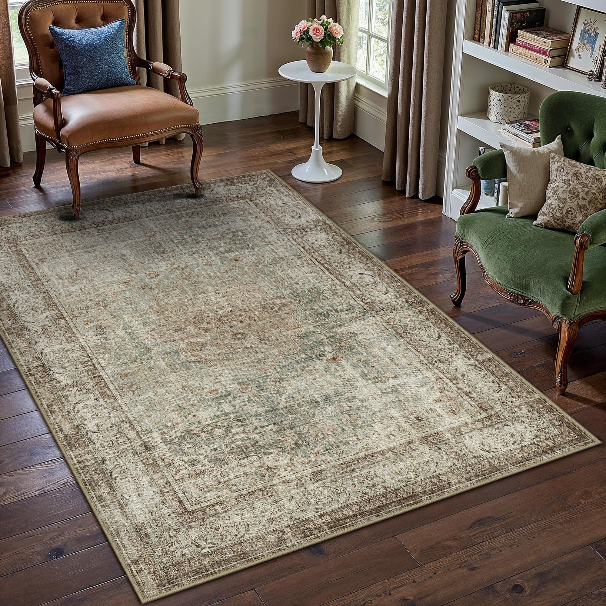 PureCozy Waschbarer Teppich Wohnzimmer Vintage Böhmischen Tepich
