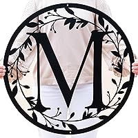 Vista 1 de Metal Circle Letter Monogram with Vines Wall Monogram Sign Couples Gift Letter Decor Vine Monogram Wedding Gift Metal Sign