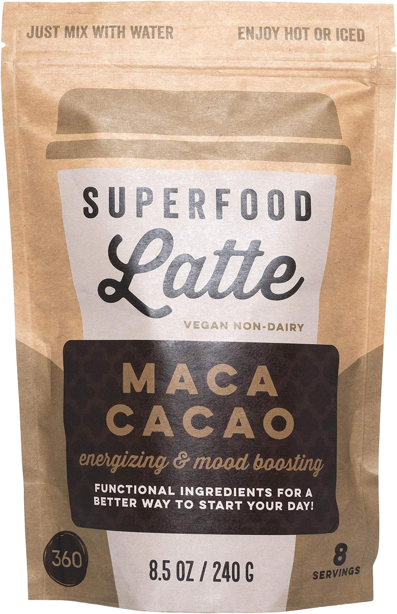 Superfood Latte, Vegan Non-Dairy, Maca Cacao