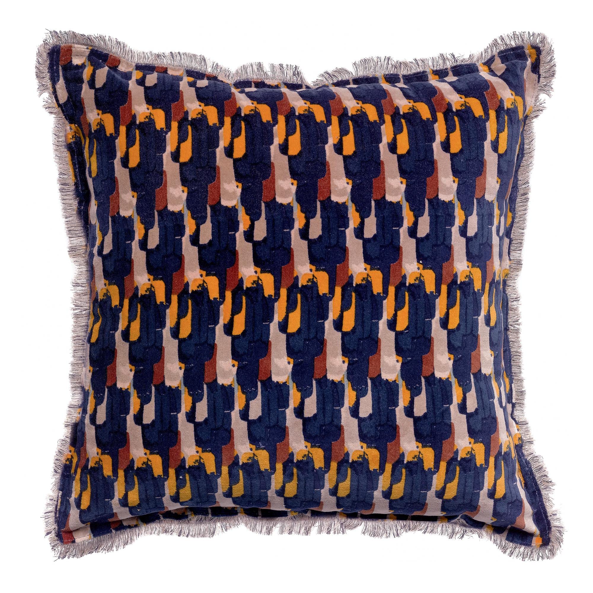 Coussin Tahis Velours Encre Vivaraise 45x45 bleu nuit déhoussable