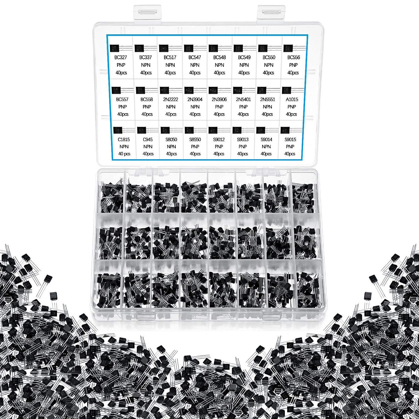 Buy Copkim 960 Pieces 24 Values BC327S9015 NPN PNP Power Transistors