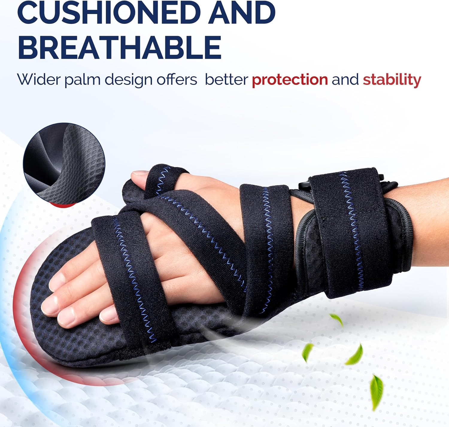 FEATOL Resting Hand Splint with Thumb Support for Men and Women, Adjustable Night Hand Brace Splint for Carpal Tunnel, Arthritis, Tendinitis, Stroke Recovery, Right Small/Medium