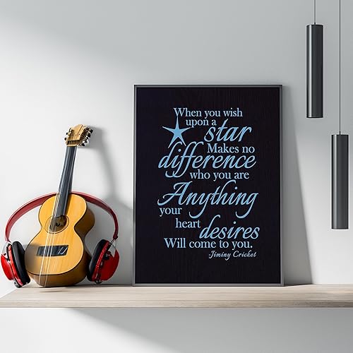 Miniatura 2 de AMERICAN LUXURY GIFTS Jiminy Cricket Quote - When You Wish Inspirational Wall Art - 8x10 Typographic Print Ideal Wall Art Decor For Living Room,