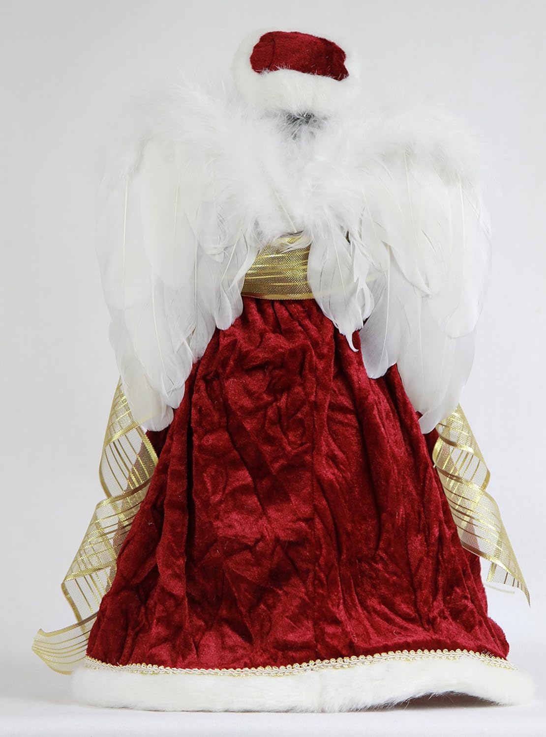 Windy Hill Collection 14" Inch Standing Red Floral African American Black Angel Christmas Tree Topper or Table Top 414570A