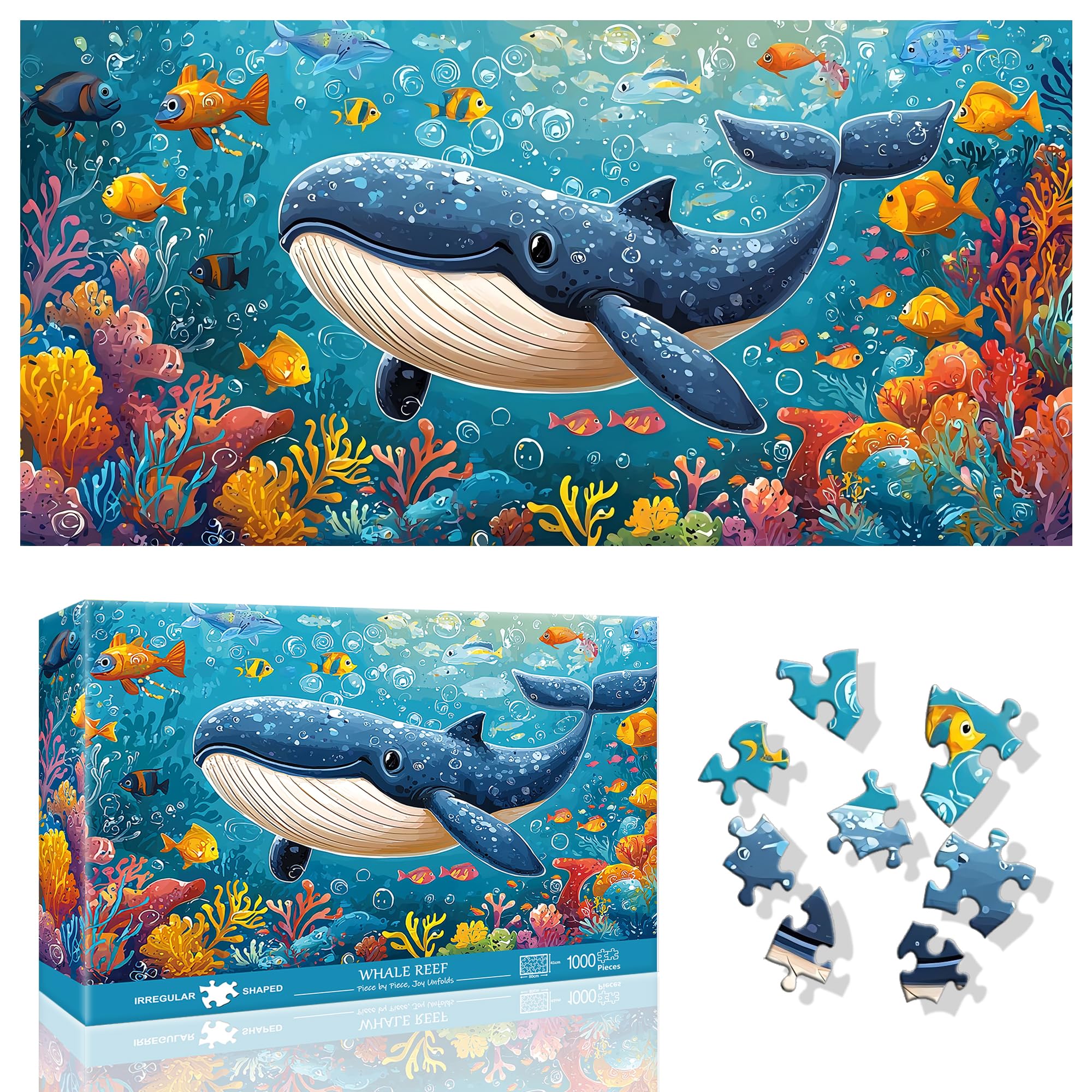 Ginfonr 1000 Piece Jigsaw Puzzles for Adults, WHALE REEF