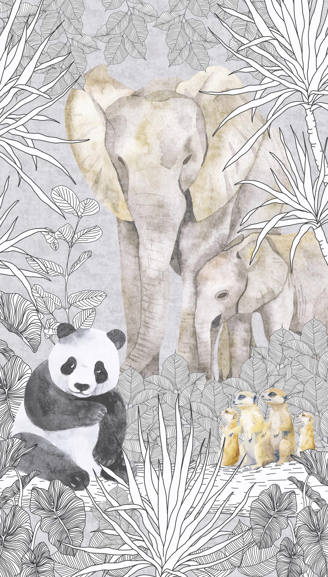 Papier peint animalier intissé beige et gris design moderne 770701