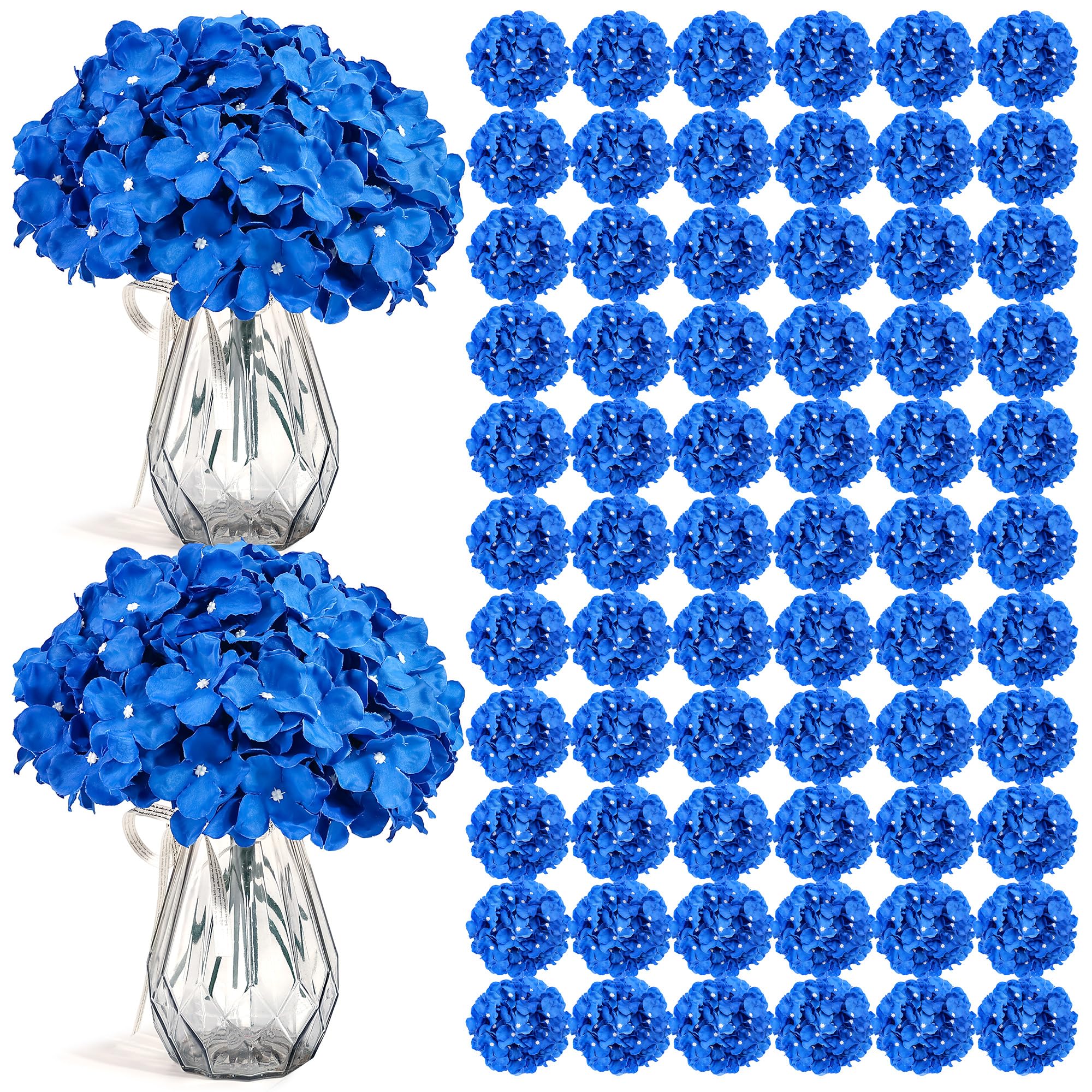 NAHUAA Royal Blue Artificial Hydrangea Flowers - 2 Bundles Of 10 Heads Each For Home & Wedding Decor
