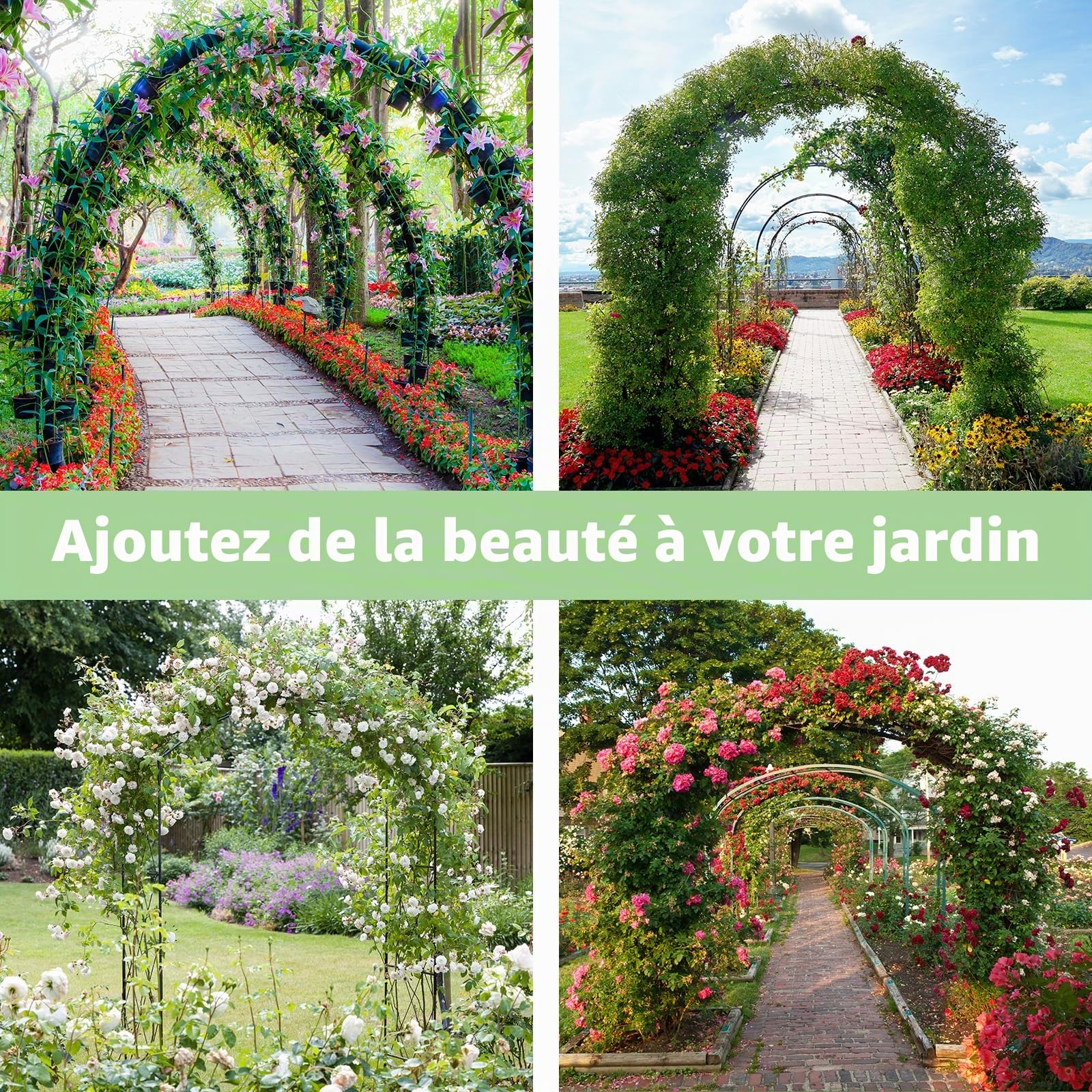 RUBFAC 1 Arche de Jardin en métal, décoration de Mariage et d'événement, Assemblage Libre, 2 Tailles pour diverses Plantes grimpantes, rosiers, vignes, décoration de fête de Mariage, Noir