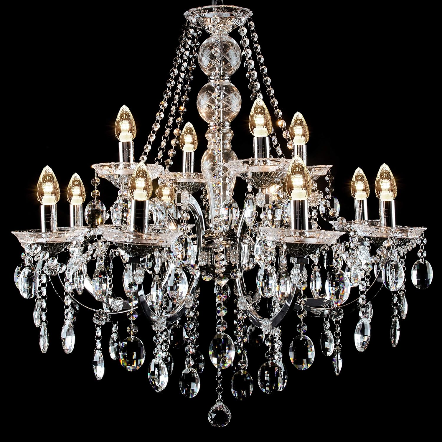 Hоttеѕt Sаlеѕ CRYSTALUMIA Genuine Crystal LED Light Bulbs, Non-Dimmable, Candelabra Base (E12), Efficient 4.5W ~ 40W, Warm White 2700K, Perfect Luxury Complement for Chandeliers and Decorative Lamps | 6-Pack Count