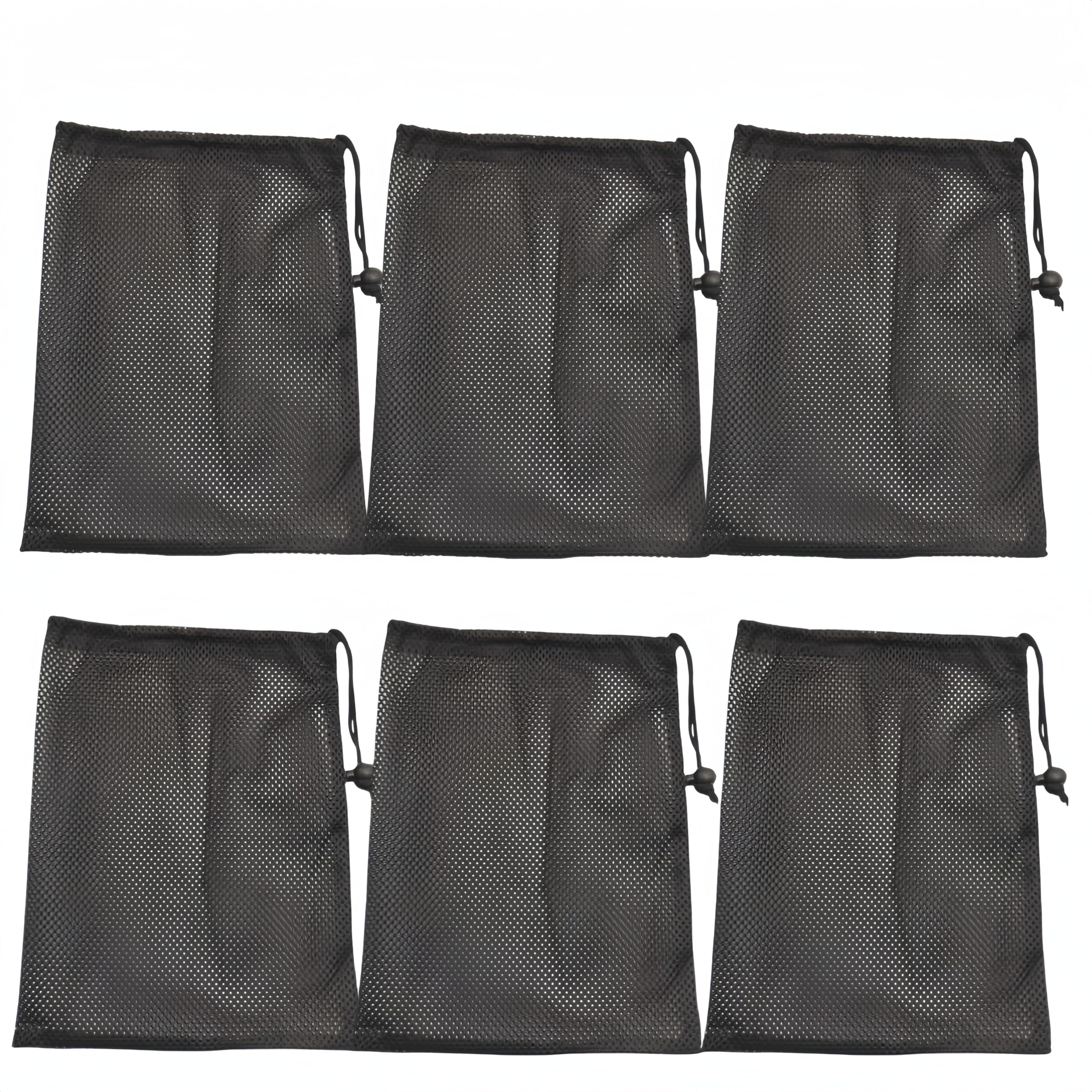 CHENGLAI 6 Pcs Mesh Bags Drawstring 11.8" x 7.5" Small Golf Ball Mesh Bag, Nylon Sports Net Bag Multipurpose for Golf Stuff Balls, Tennis ball and