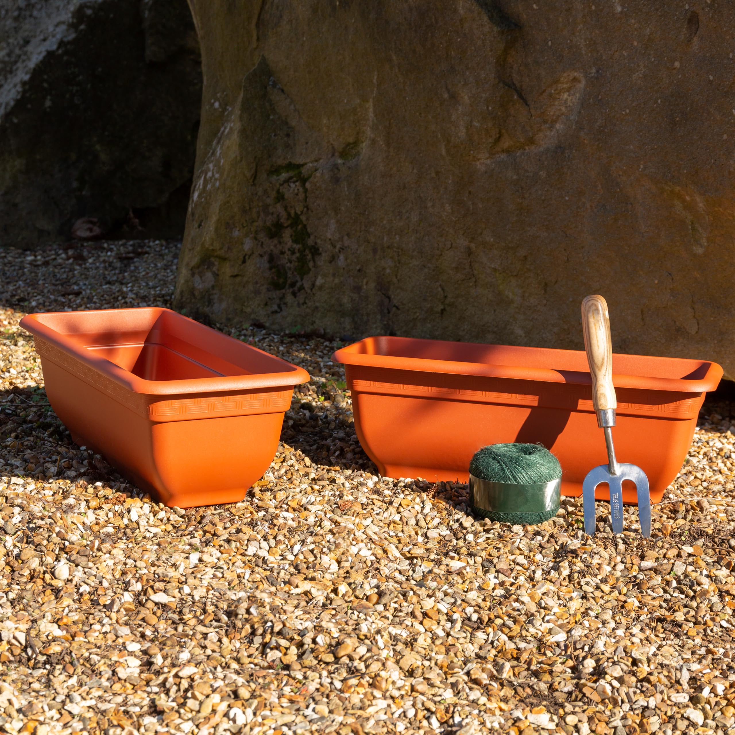 Bell Pot 47cm Rectangular Trough Planter - Terracotta - Recycled Plastic - Set of 2