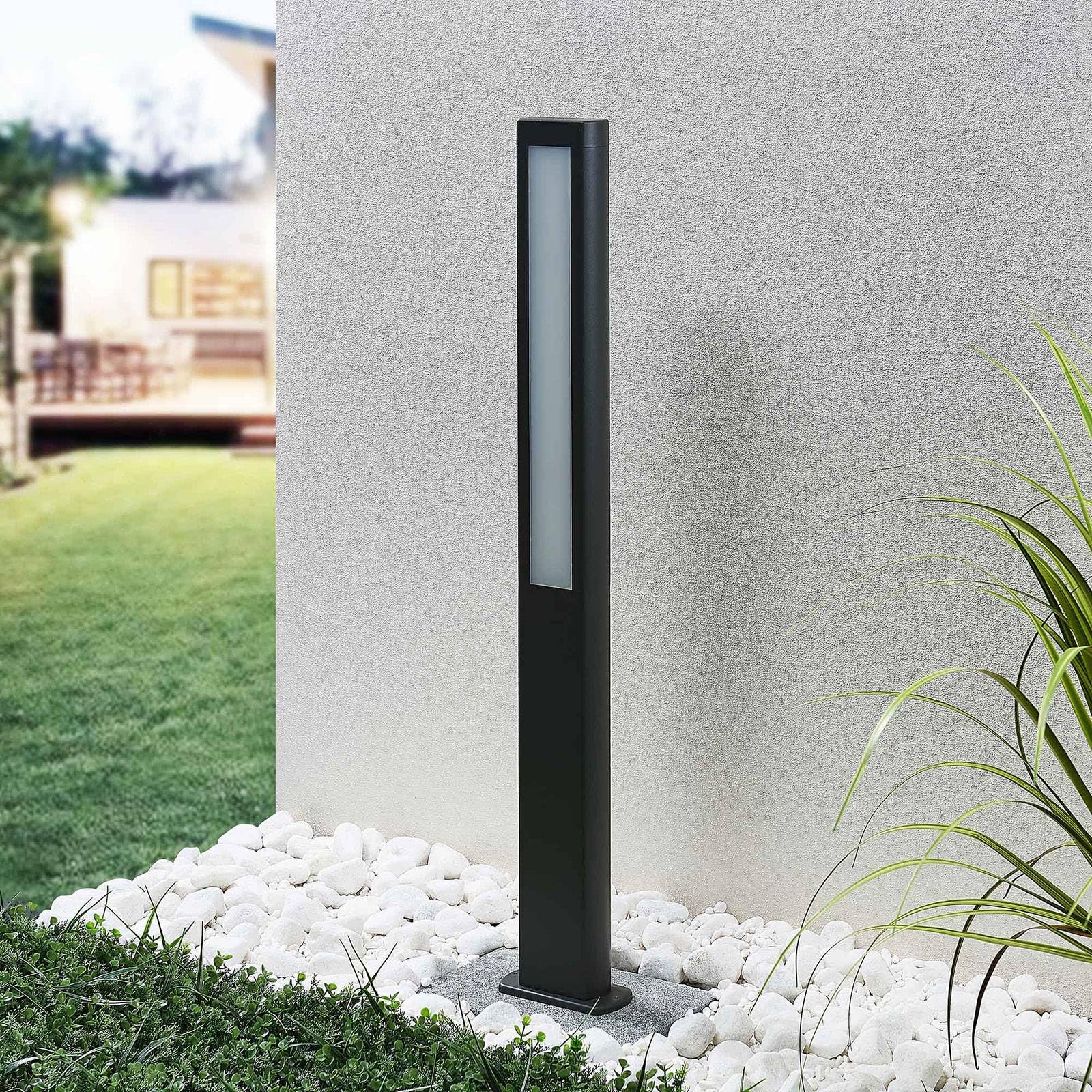 Lucande Lampada LED da esterni (Moderno) colore Grigio, in Alluminio lampadina inclusa lampioncino paletto luminoso lampada viale lampione