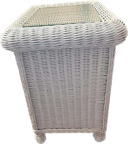 Miniatura 2 de Wicker Paradise - Mesita de noche de mimbre blanca con 2 cajones