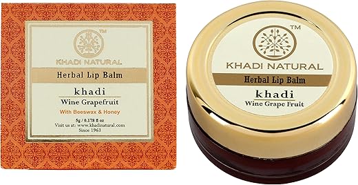 Khadi Natural Wine Grapefruit Lip Balm with Beeswax and Shea Butter, 5g