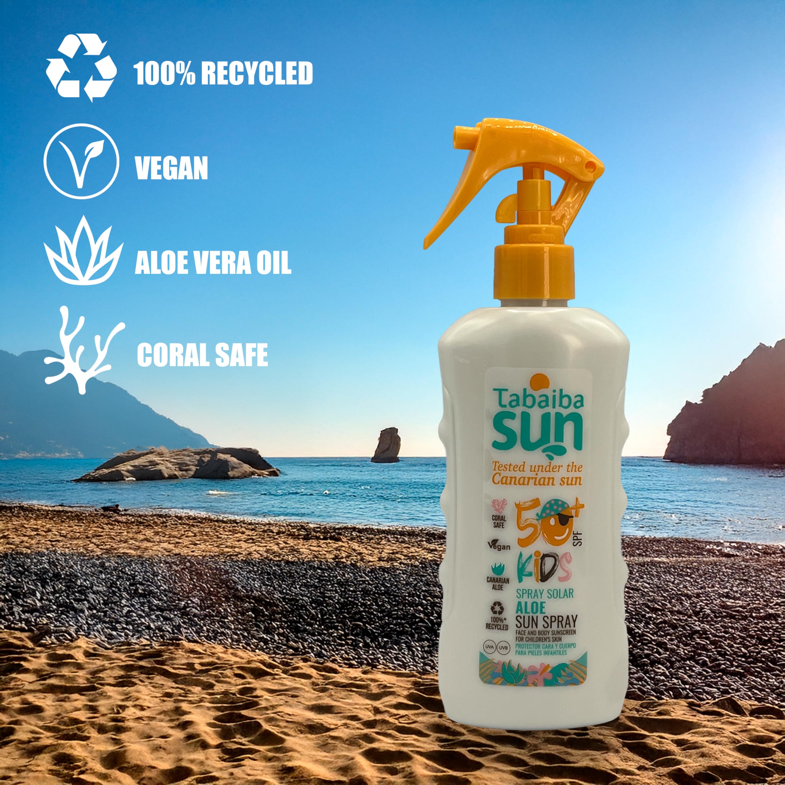 Tabaiba Sun Aloe Vera Lot de 2 crèmes solaires en spray pour enfants SPF 50+