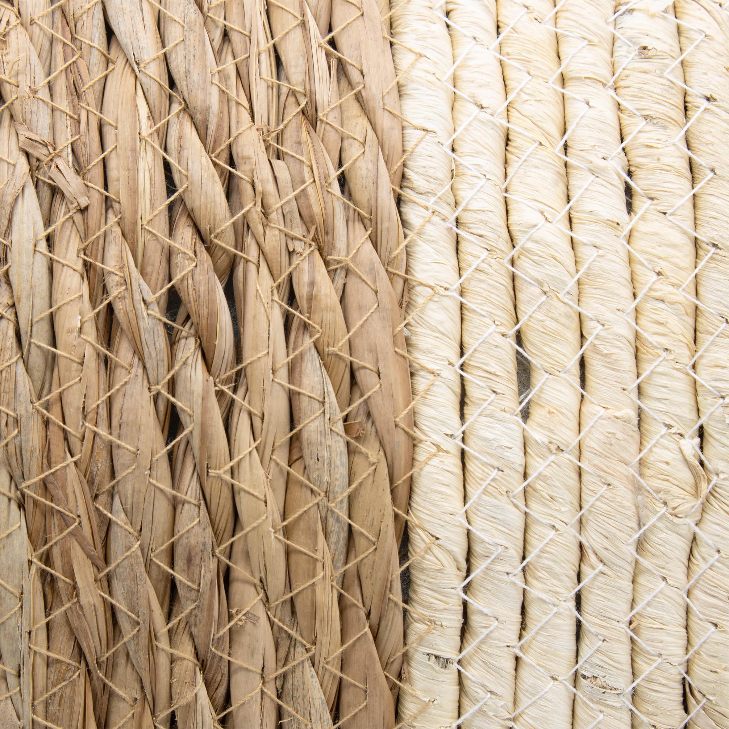 Taburete de junco de mar vintage natural, 30 cm, fibra natural, puf bohemio de yute, reposapiés, taburete, cojín de asiento
