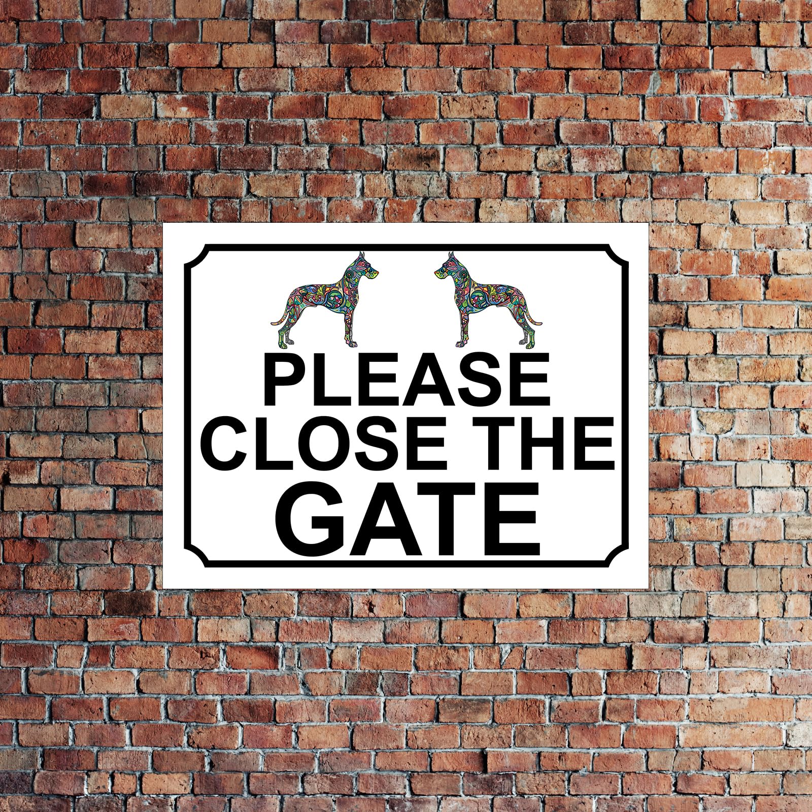 PLEASE CLOSE THE GATE COLOURFUL DOG THEME METAL SIGN 267MM X 200MM (149H1L) LARGE 10" X 8" - Image 4