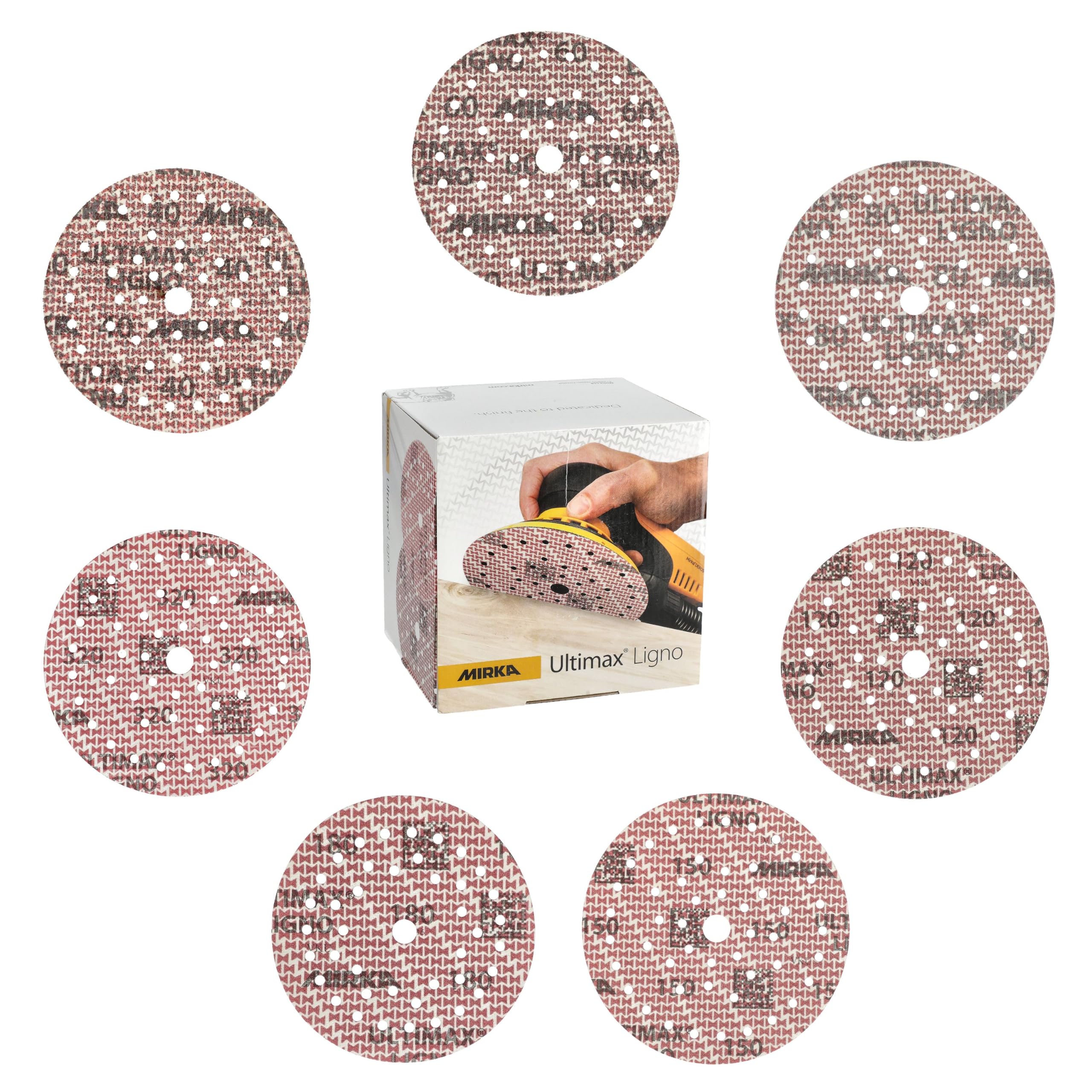 Mirka Schleifscheiben Ultimax Ligno Klett 150 mm Mix-Pack 70 Stk