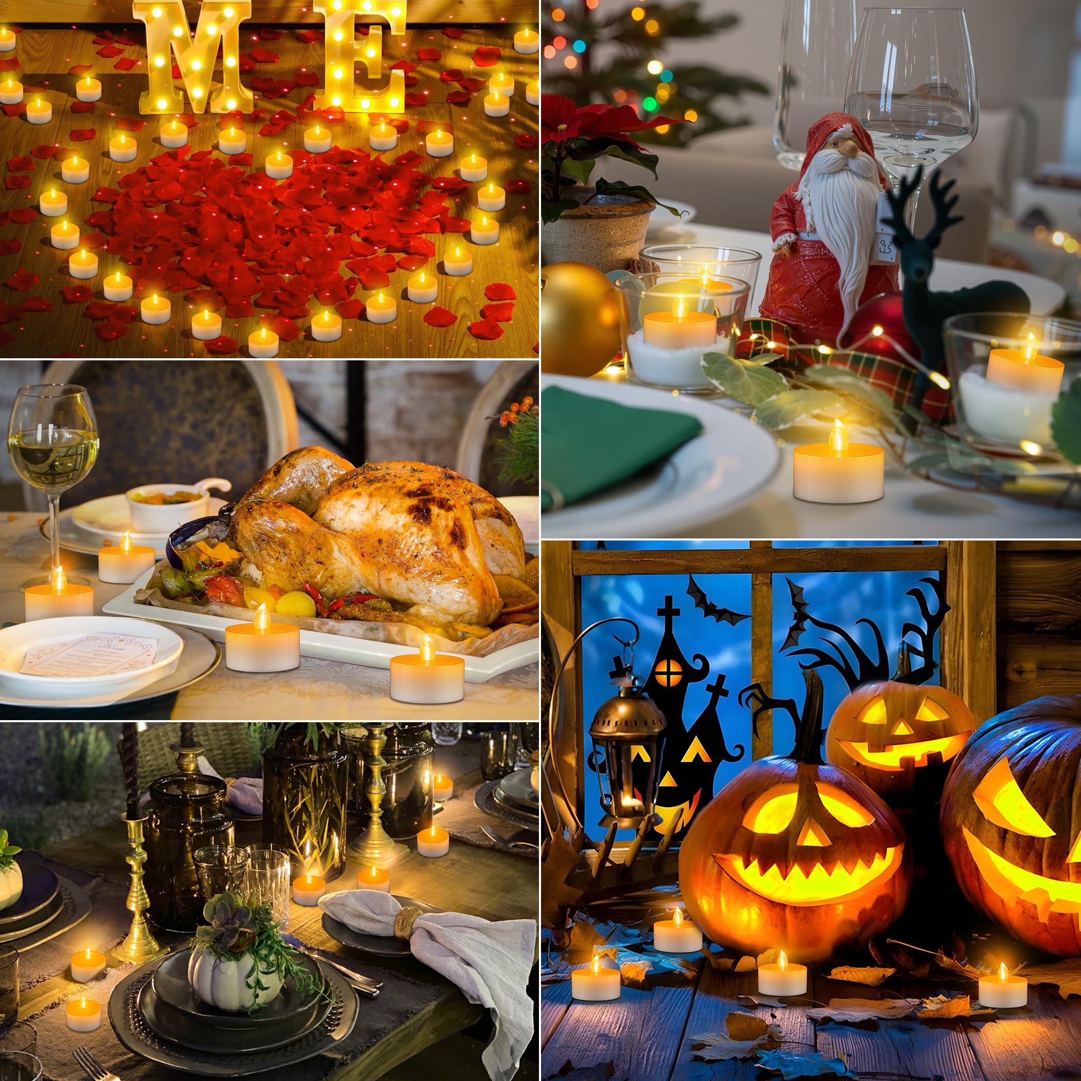 daphomeu Candele LED ricaricabili, 12 candele a LED senza fiamma, con telecomando, funzione timer, ricaricabili tramite USB, candele elettriche per matrimoni, Halloween, Natale, decorazione della casa