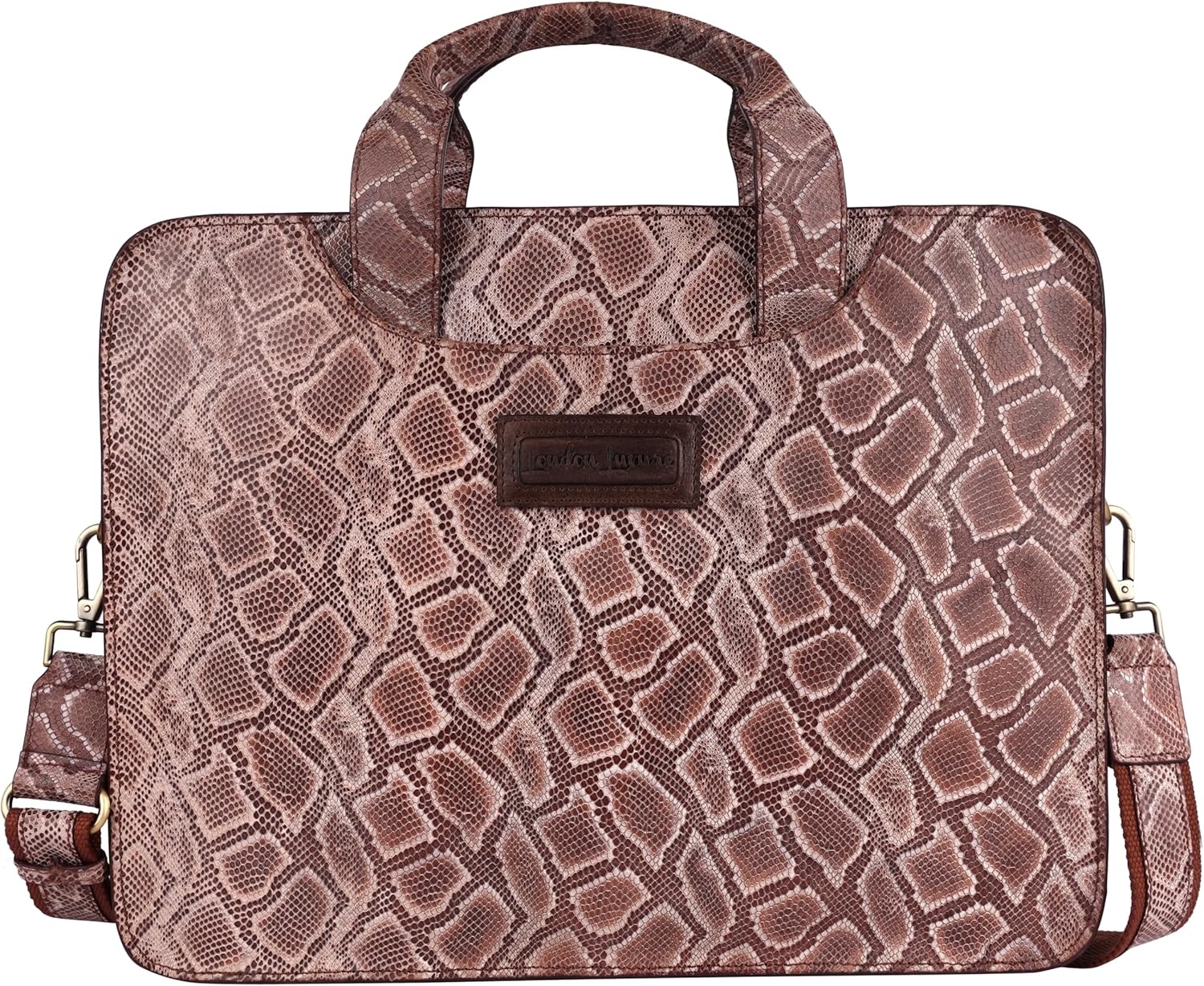 B4ROUGE Python Embossed | 16 Inch Classic Leather Slim briefcases | Laptop Messenger Bags | for Men and Women | Best Office Satchel Bag