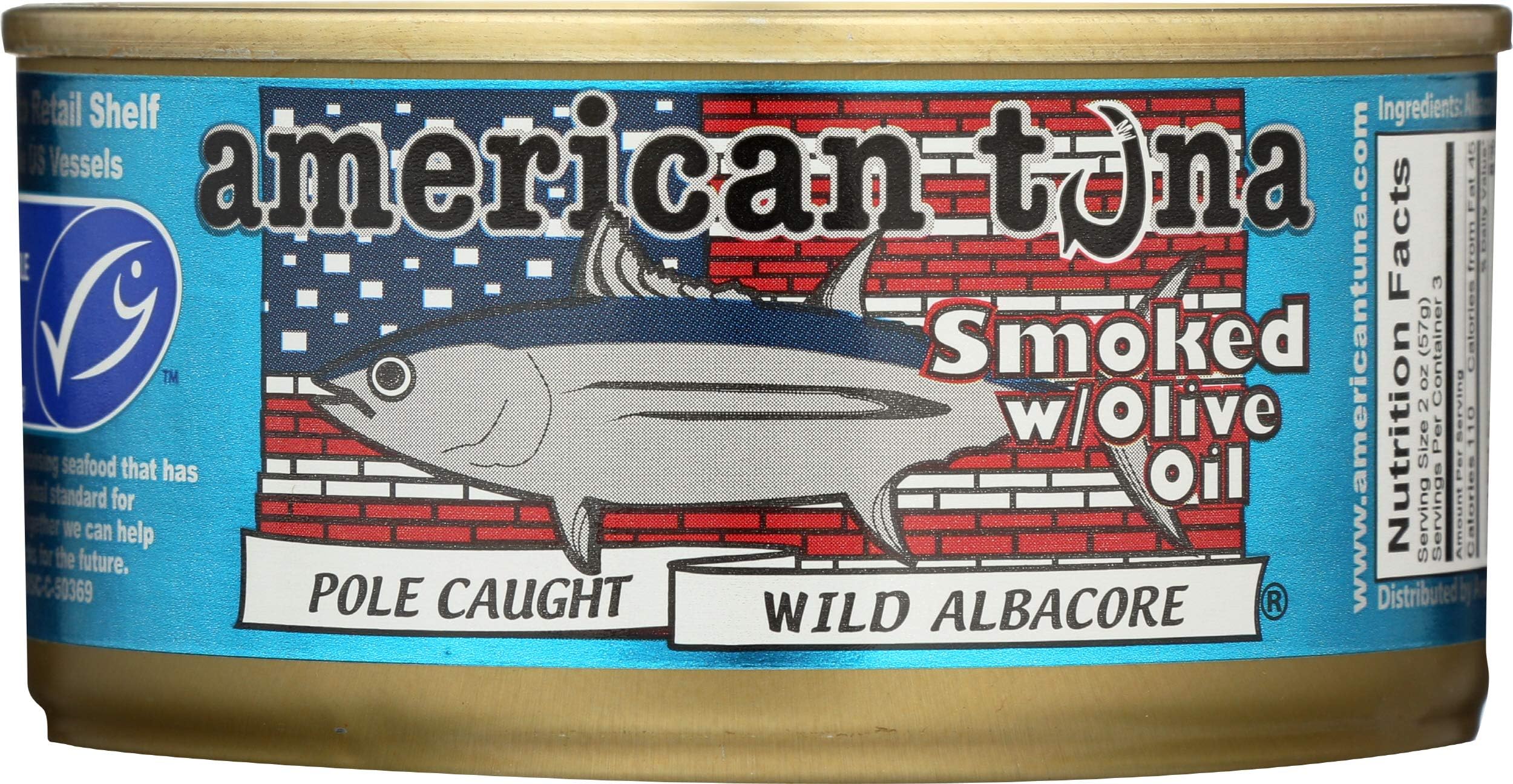 Wild Albacore Tuna Fish by American Tuna - Brick Smoked with Olive Oil, MSC Certified, Sustainably Pole Caught Fish - 6 oz | Pack of 1 | Premium Canned Tuna for Health and Flavor Enthusiasts!