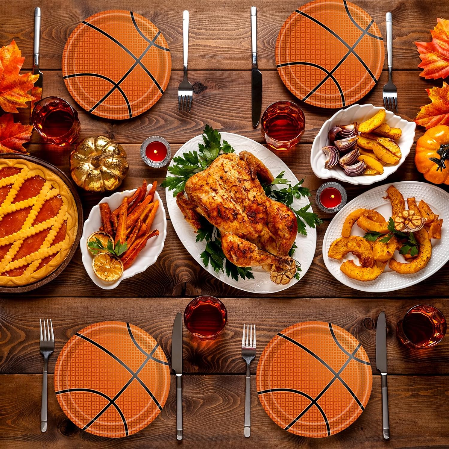 72 Pcs Basketball Paper Plates and Napkins - Disposable Party Plates and Napkins Tableware Set for Sports Birthday Party, Baby Shower - Serves 24 - Image 7