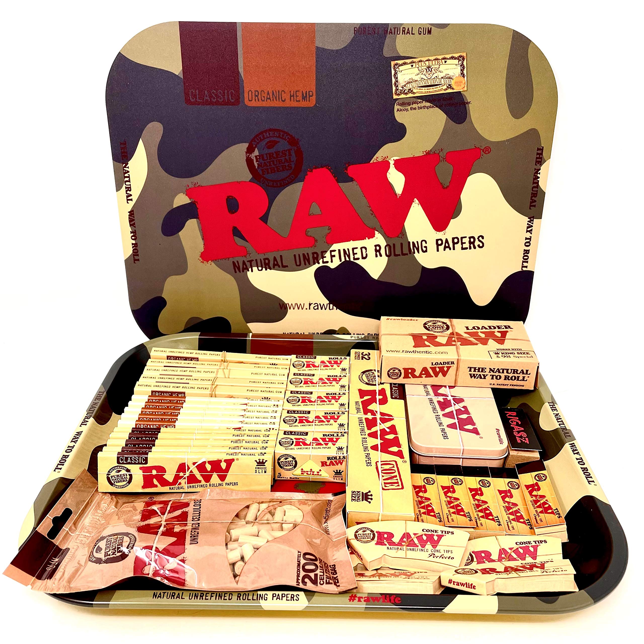 Reds Tips RAW Large Camo Tray Set with Cover inc Cones KS Papers