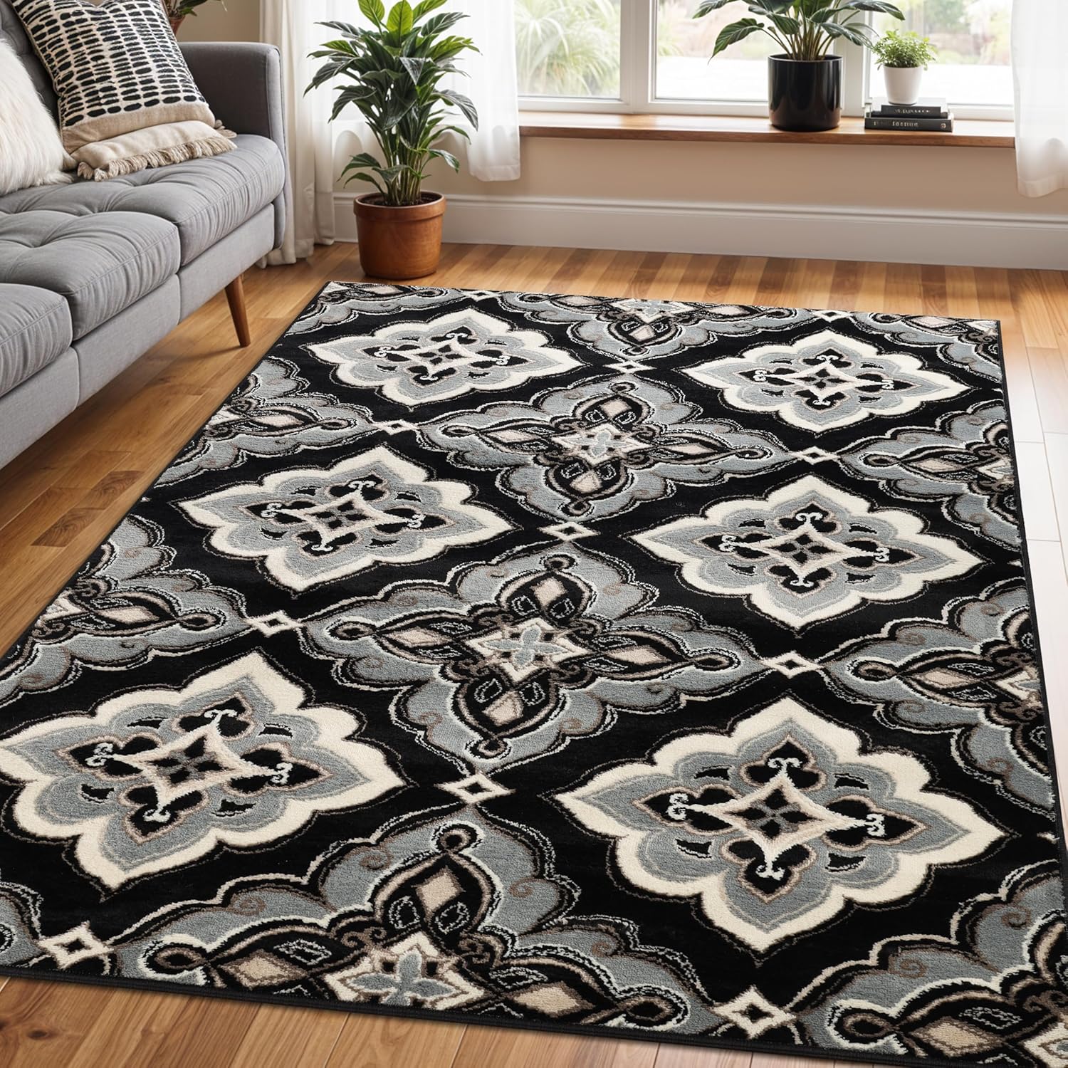 Superior Indoor Non-Slip Runner Rug, Modern Overdyed Machine Washable Rugs, Home Floor Decor For Entryway, Office, Bedroom, Living/Dining, Kitchen, Angeles Collection, Green-Beige, 2' 7" x 8'